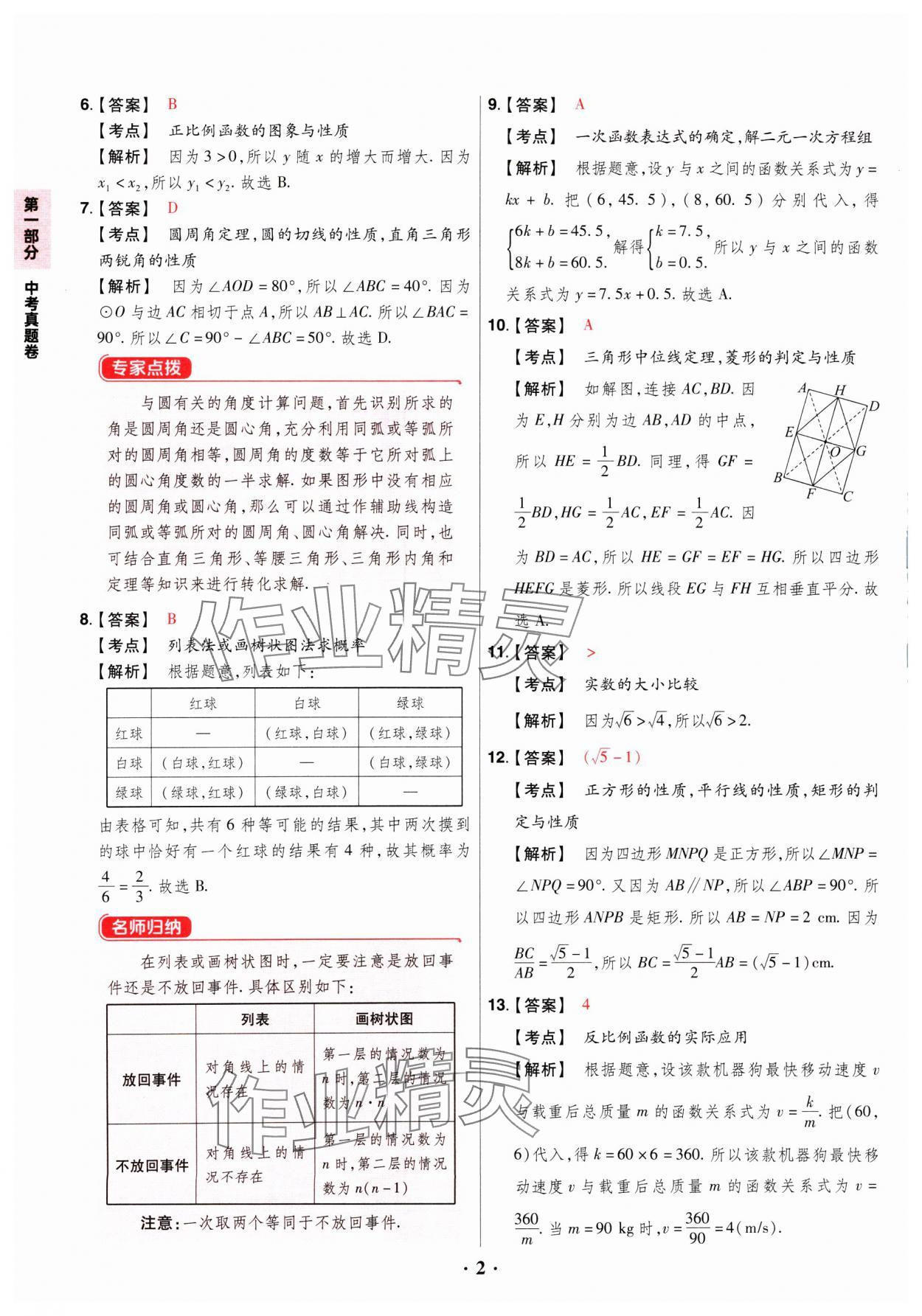 2025年晉一中考山西真題數(shù)學 參考答案第2頁