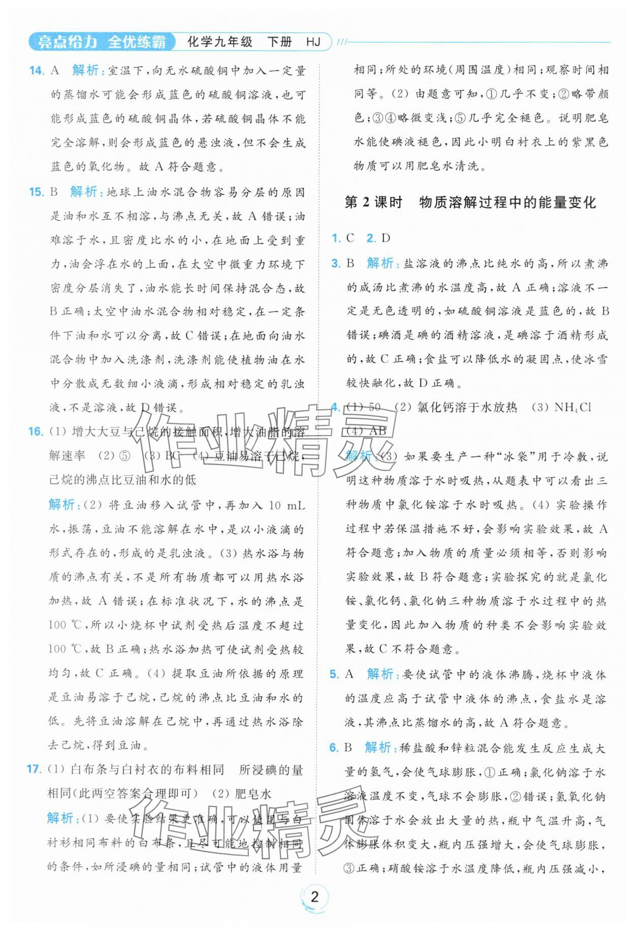 2024年亮点给力全优练霸九年级化学下册沪教版 第2页