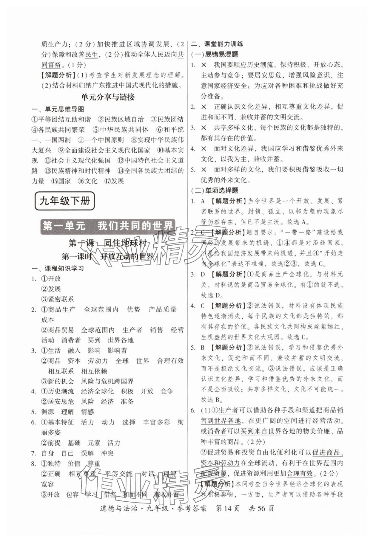 2025年课时导学练九年级道德与法治全一册人教版&nbsp;第14页