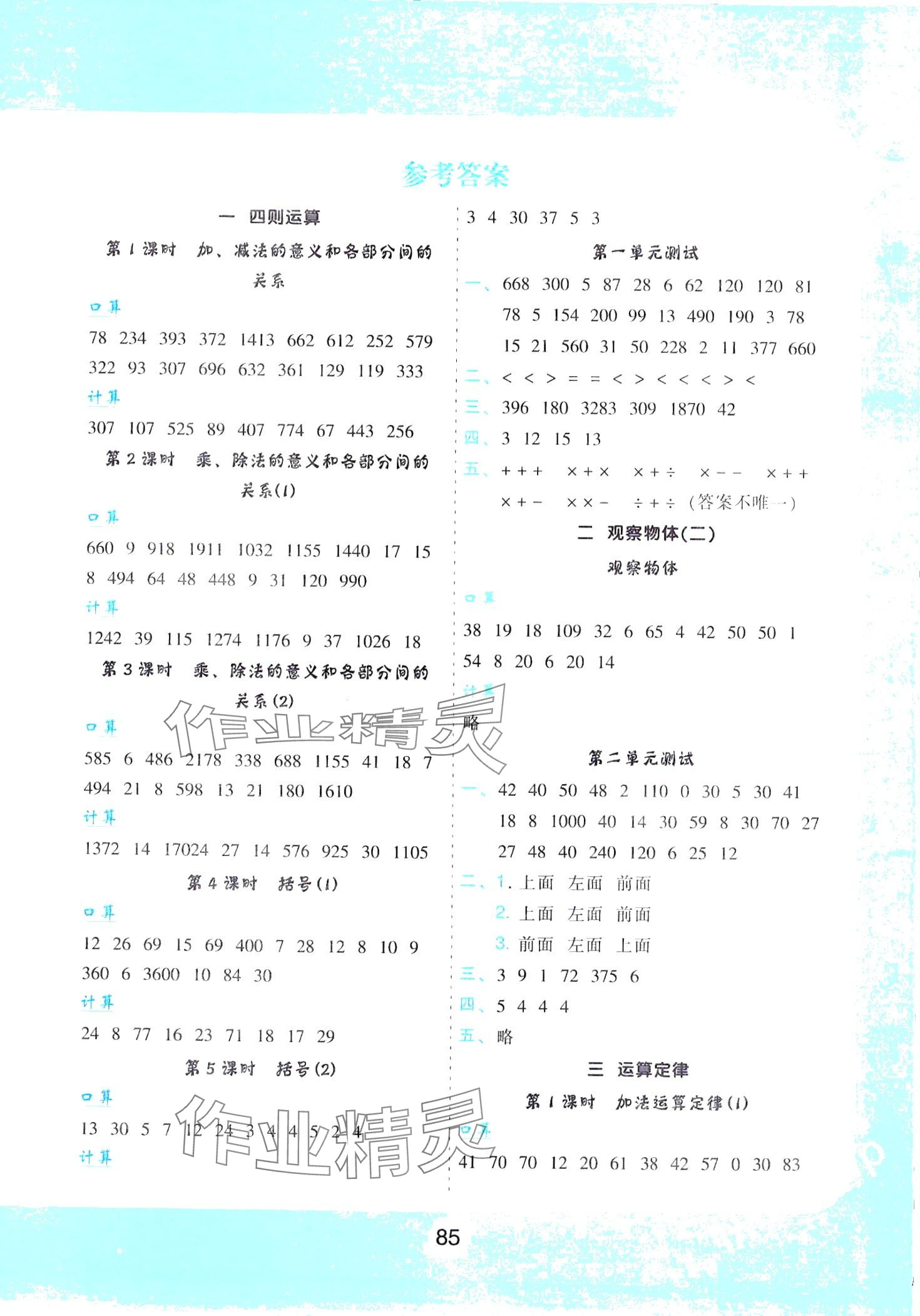 2024年小學(xué)生數(shù)學(xué)優(yōu)化速算訓(xùn)練卡四年級(jí)人教版 第1頁