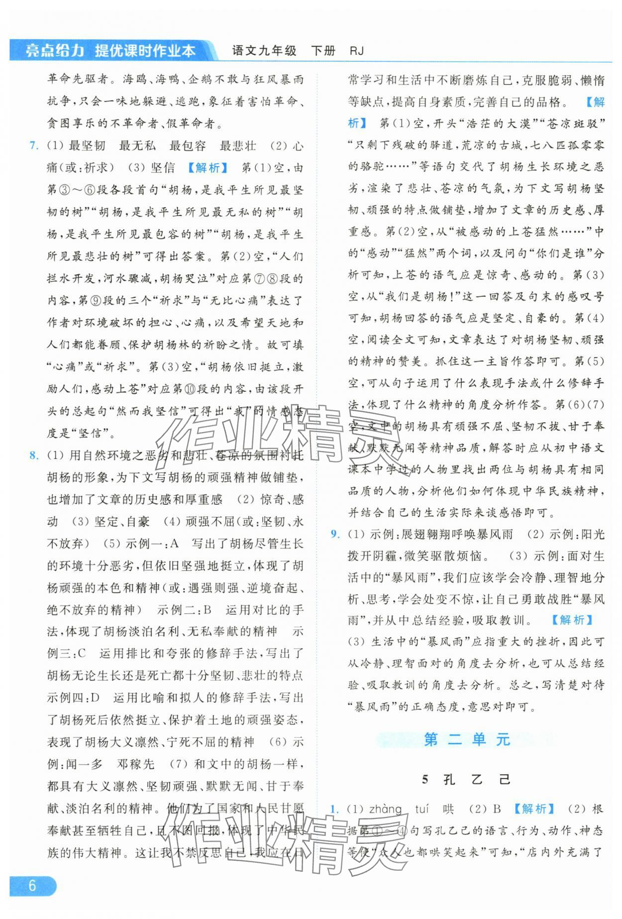 2024年亮點(diǎn)給力提優(yōu)課時作業(yè)本九年級語文下冊人教版 第6頁