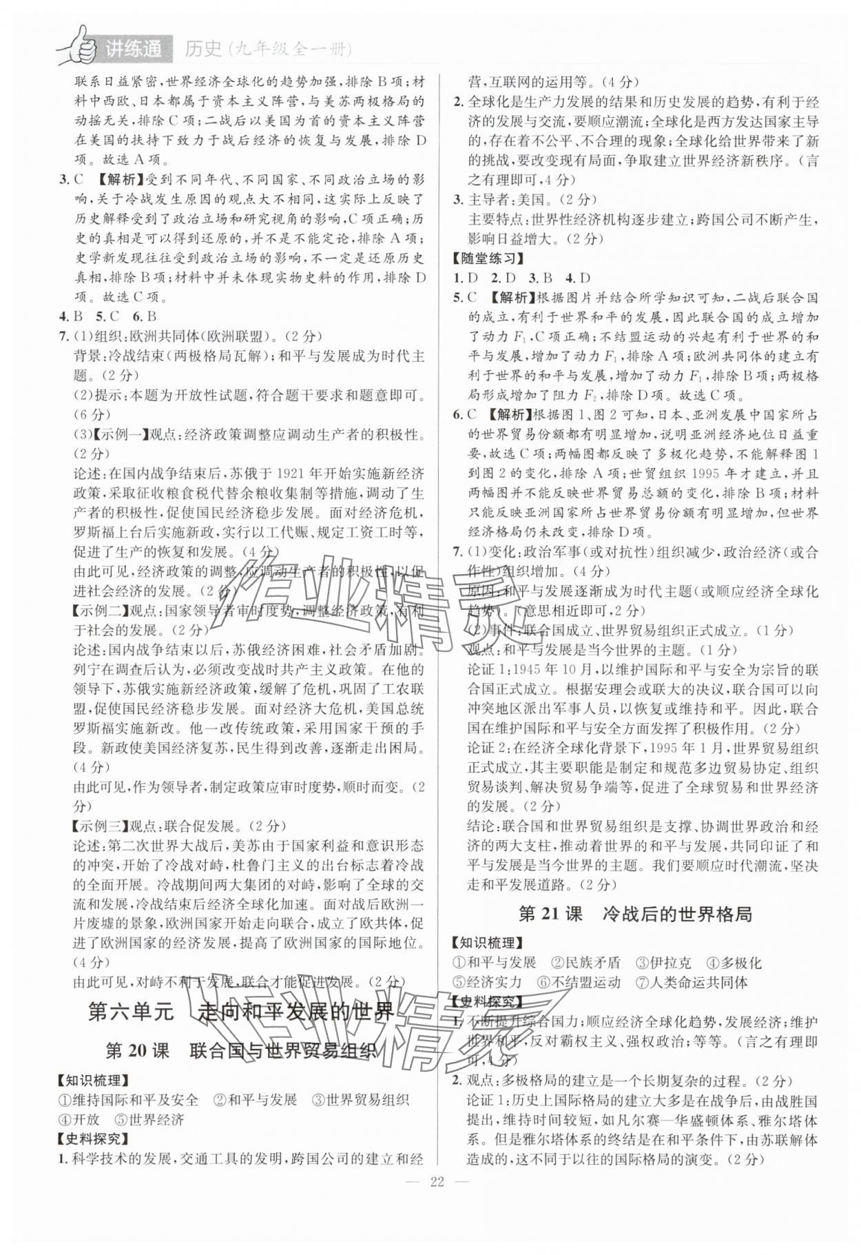 2025年廣東名師講練通九年級歷史全一冊人教版深圳專版 第22頁