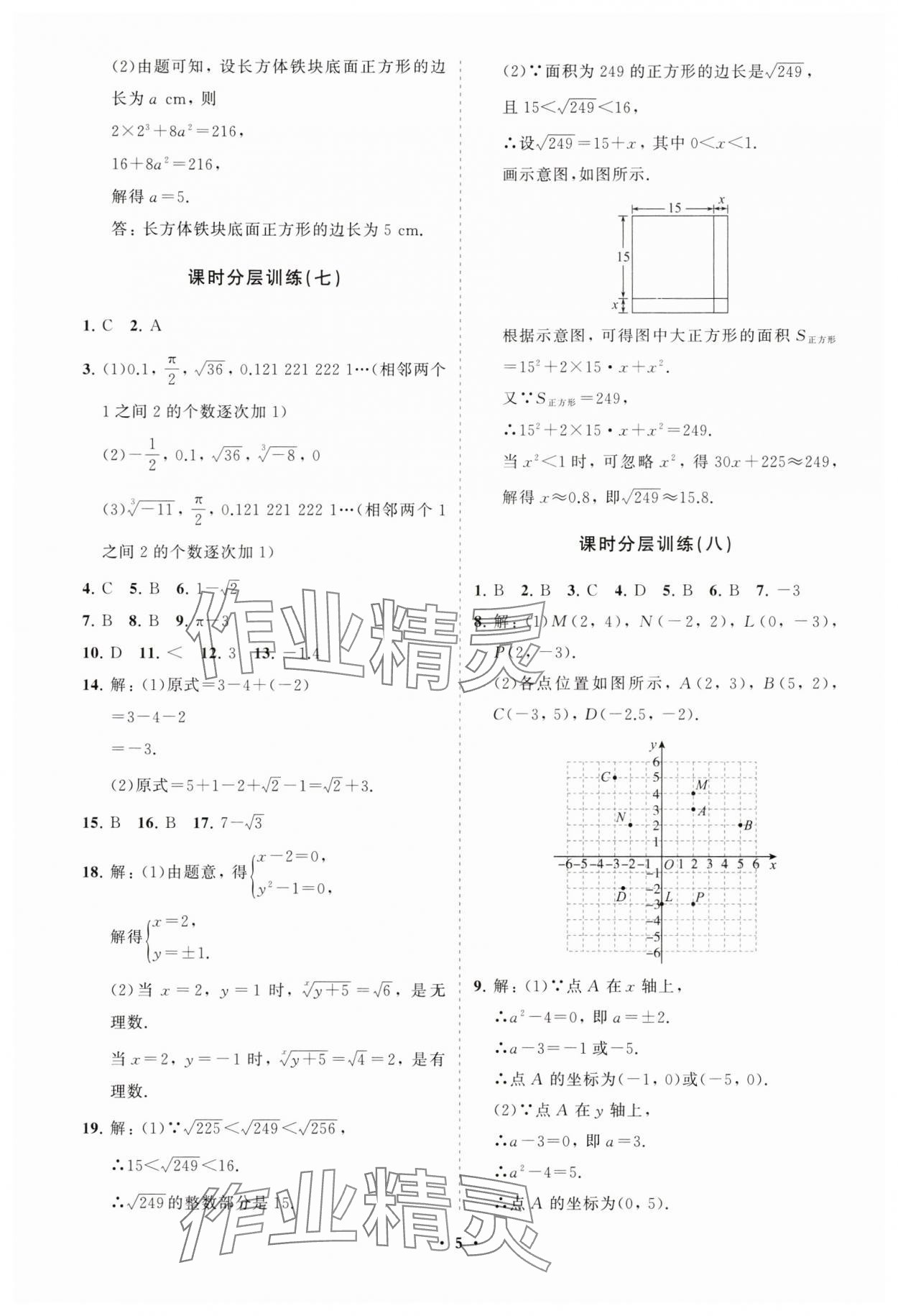 2025年同步練習(xí)冊分層卷七年級數(shù)學(xué)下冊人教版 參考答案第5頁