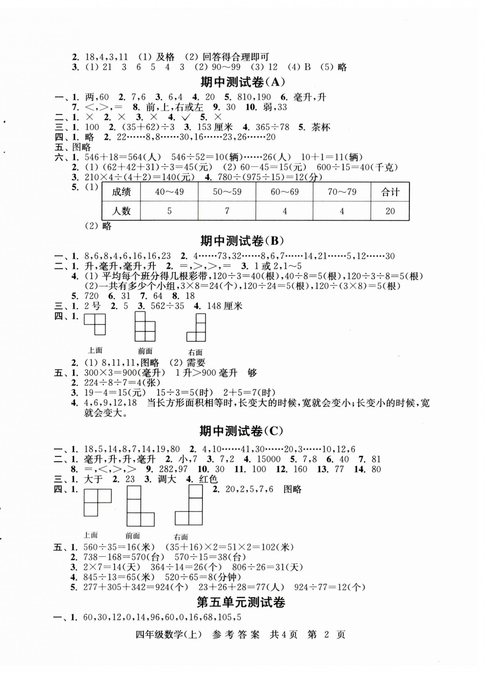 2025年伴你学单元达标测试卷四年级数学上册苏教版 第2页