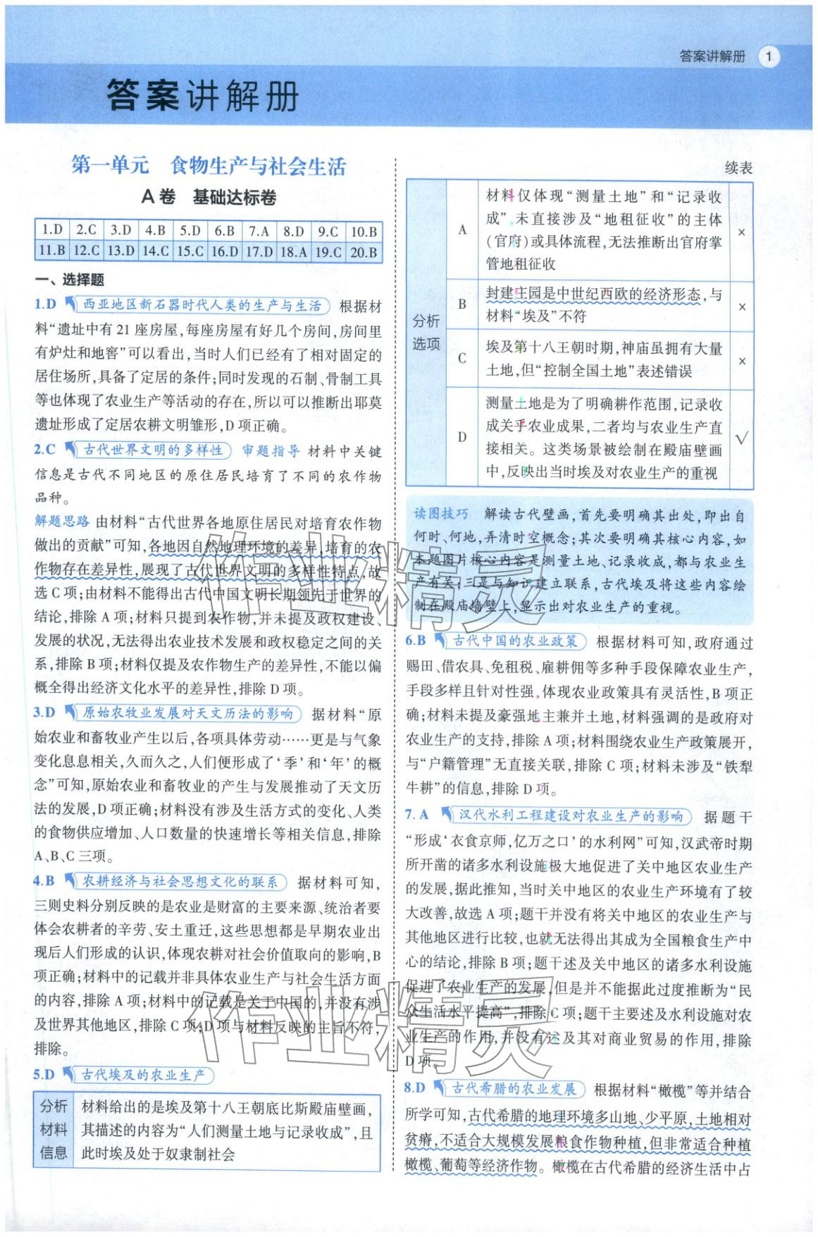 2025年53高中全优卷高中历史选择性必修第二册第三册人教版 参考答案第13页