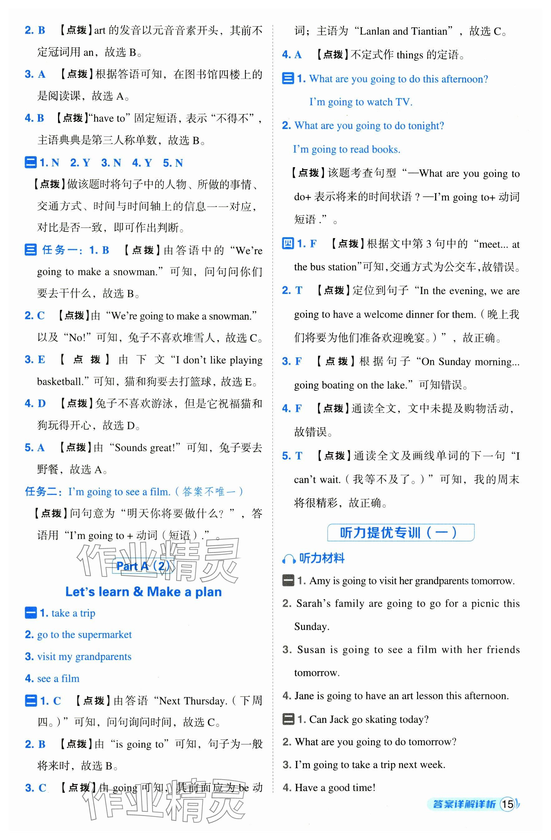 2024年綜合應(yīng)用創(chuàng)新題典中點(diǎn)六年級(jí)英語(yǔ)上冊(cè)人教版 參考答案第15頁(yè)