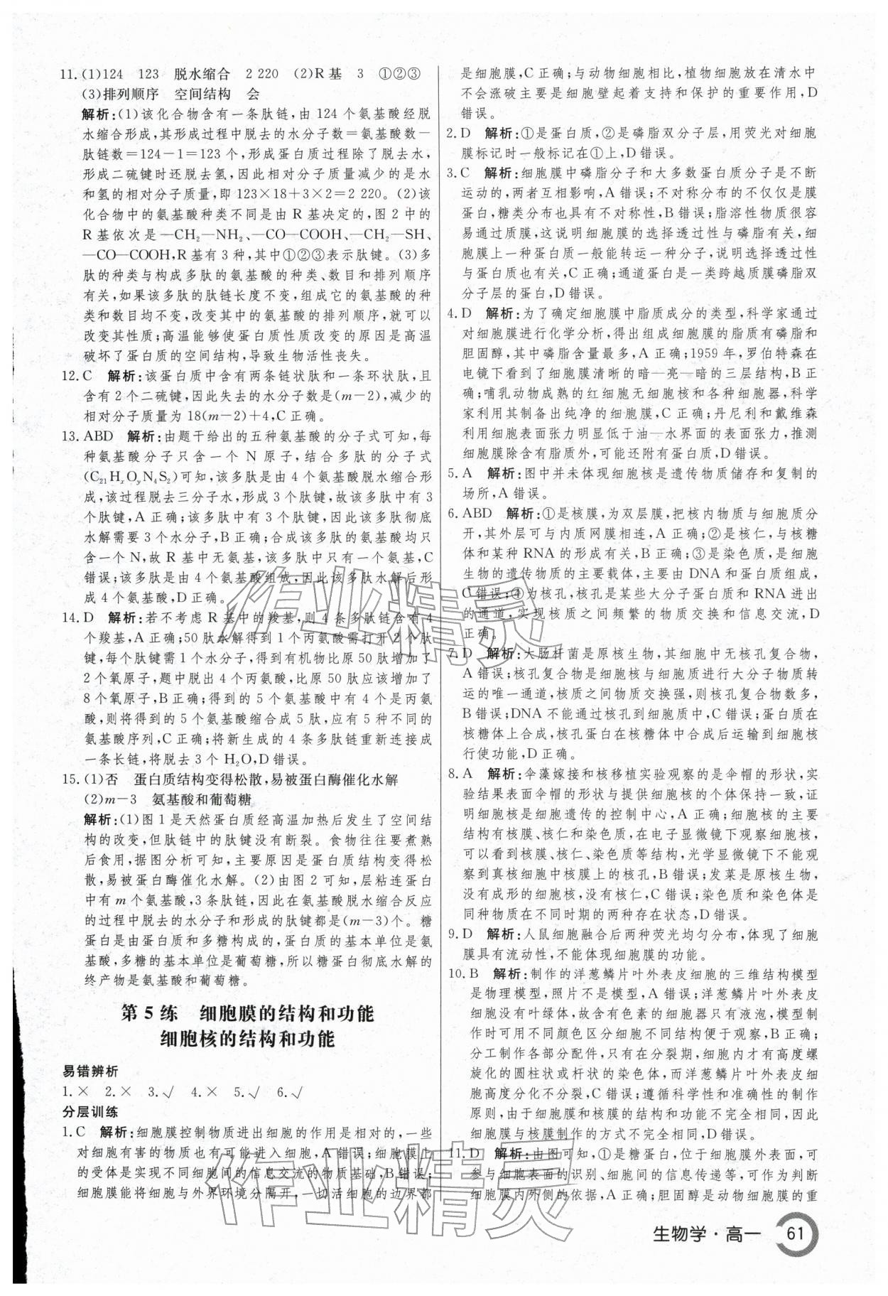 2026年名师点对点假期巧刷题高一生物&nbsp;第5页