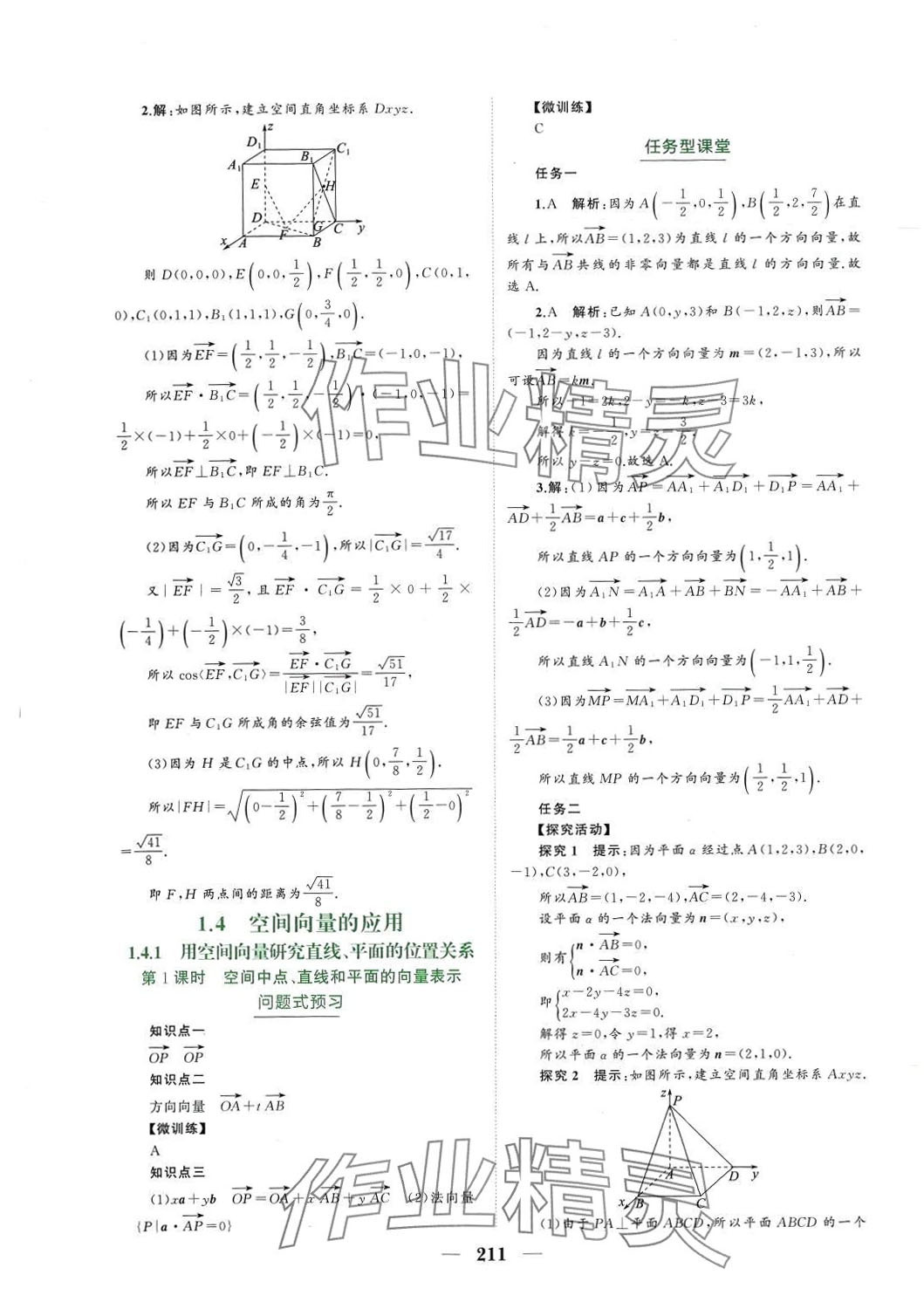 2024年点金训练高中数学选择性必修第一册人教版 参考答案第7页