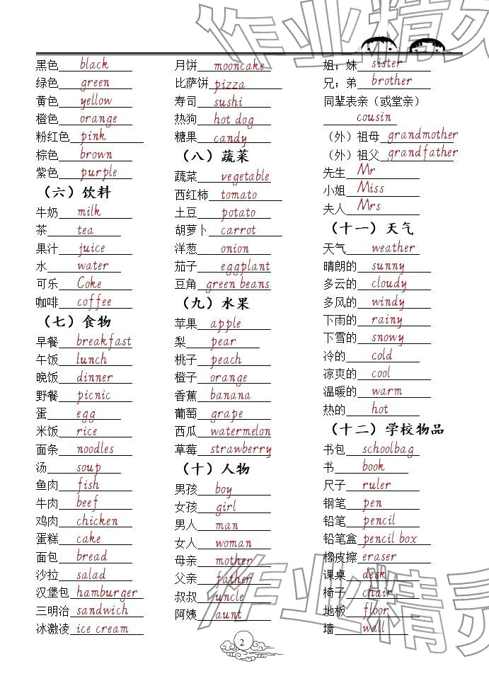 2026年小學(xué)畢業(yè)班總復(fù)習(xí)英語&nbsp;參考答案第8頁