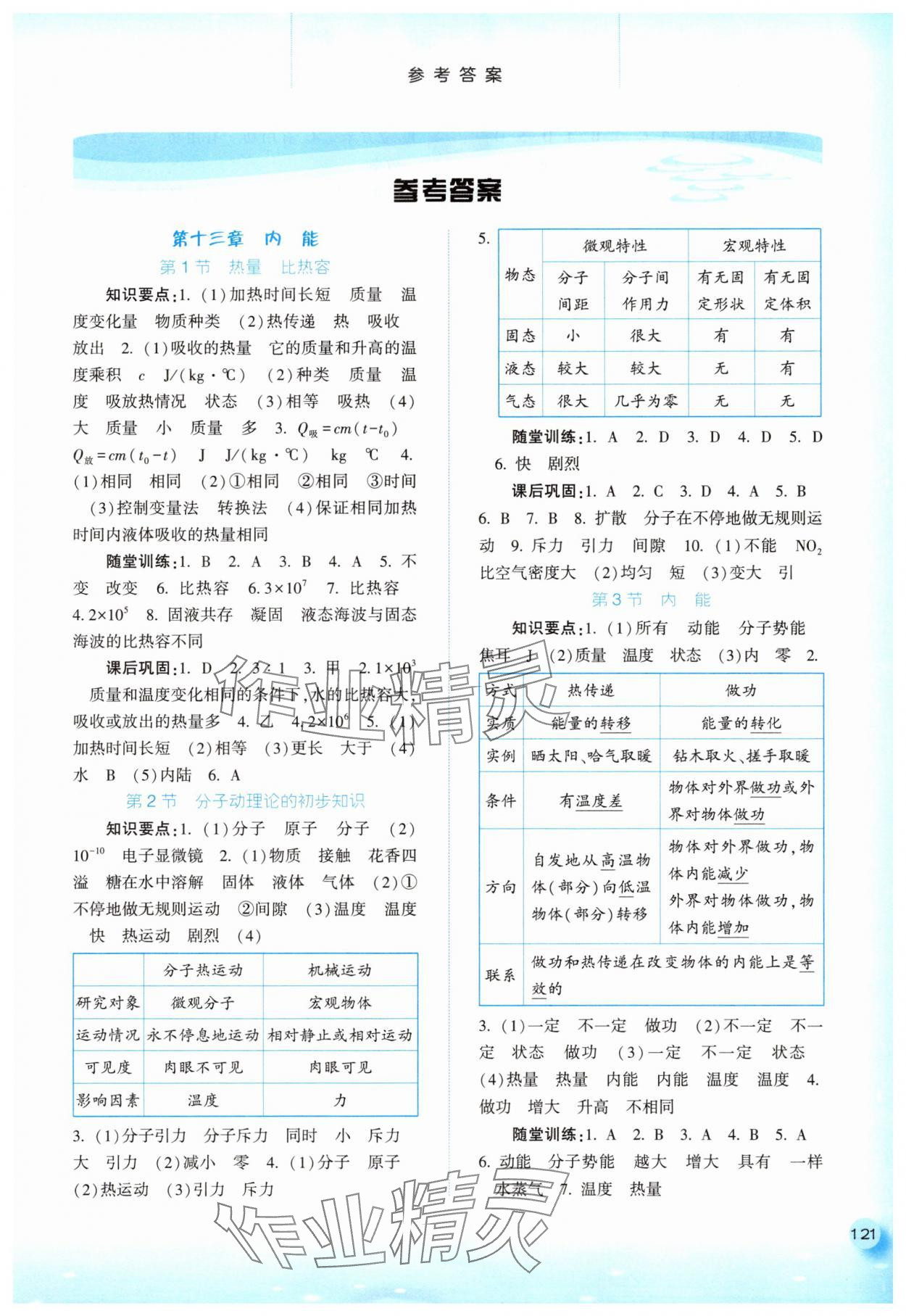 2025年同步训练河北人民出版社九年级物理上册人教版 第1页