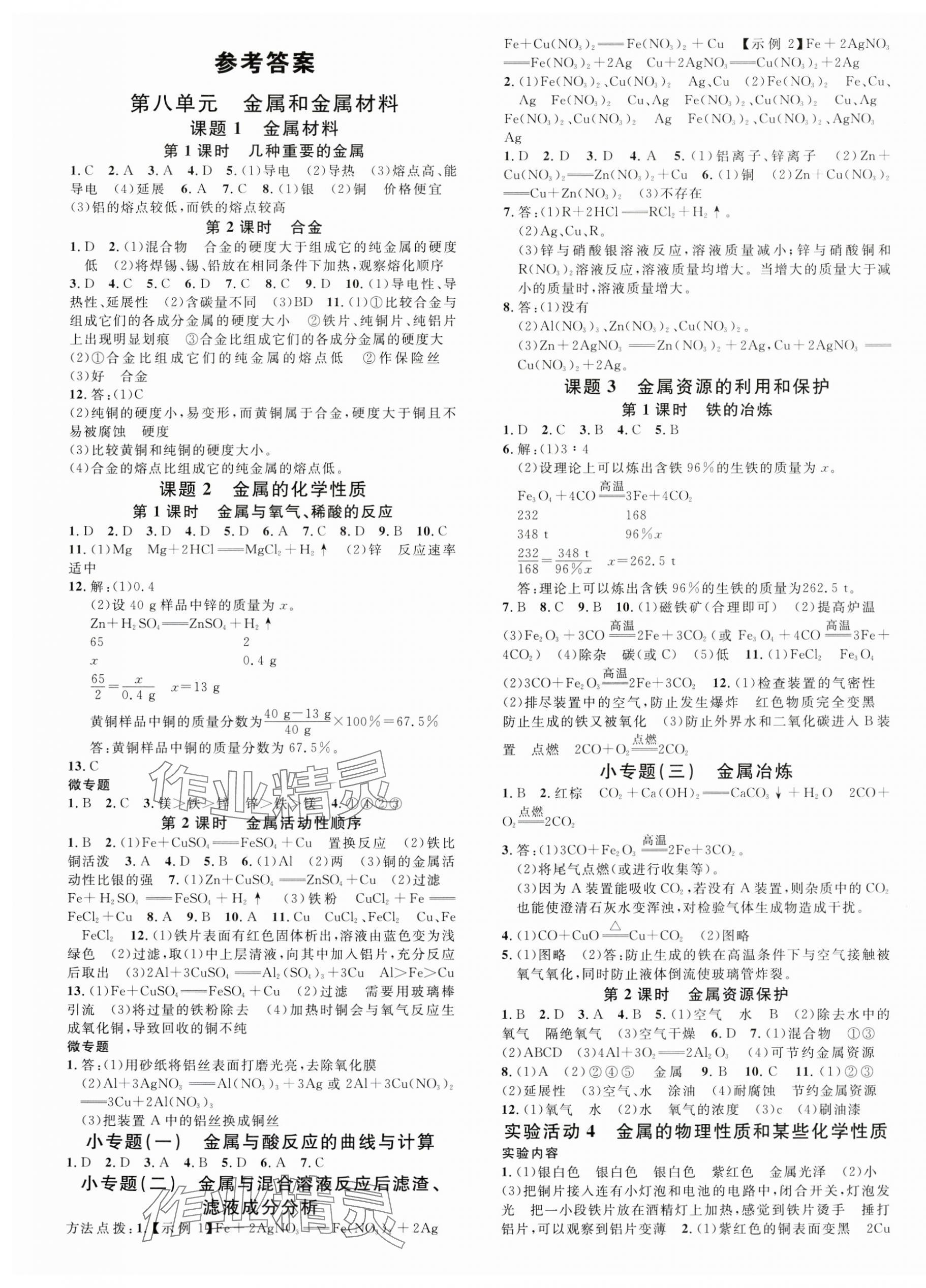 2024年名校課堂九年級化學(xué)1下冊人教版河南專版 第1頁