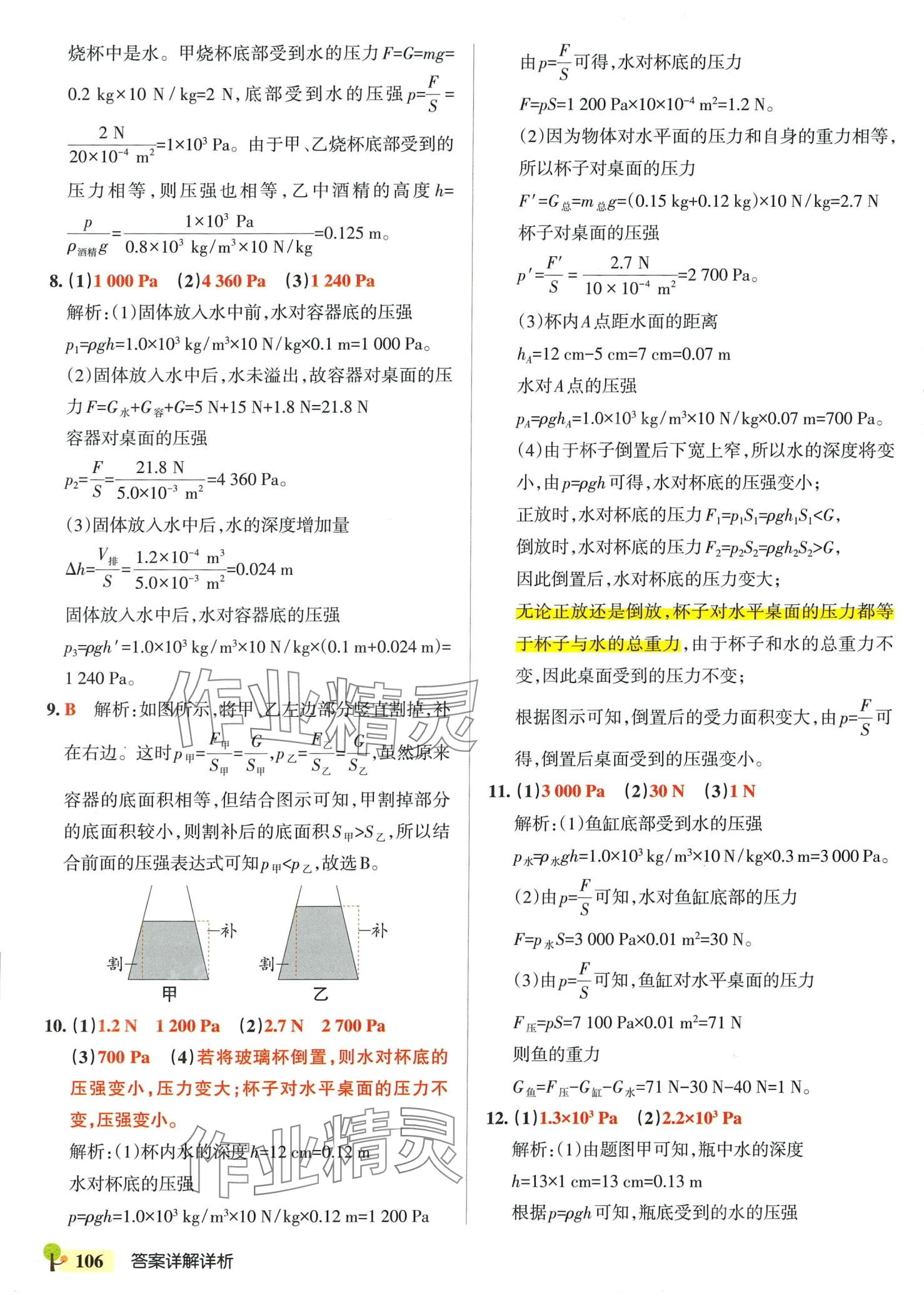 2024年初中學霸創(chuàng)新題八年級物理下冊滬科版 參考答案第16頁