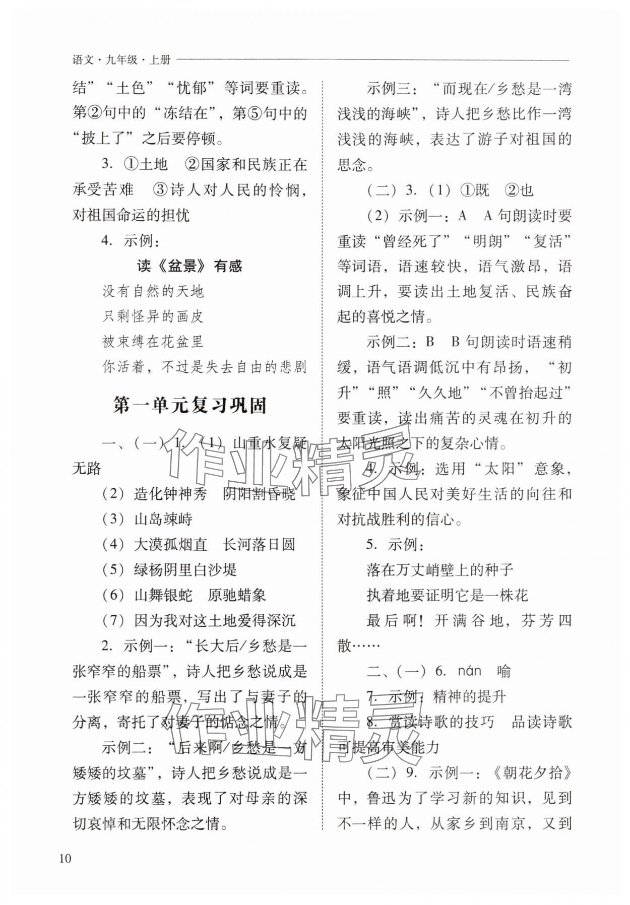 2025年新课程问题解决导学方案九年级语文上册人教版 第10页