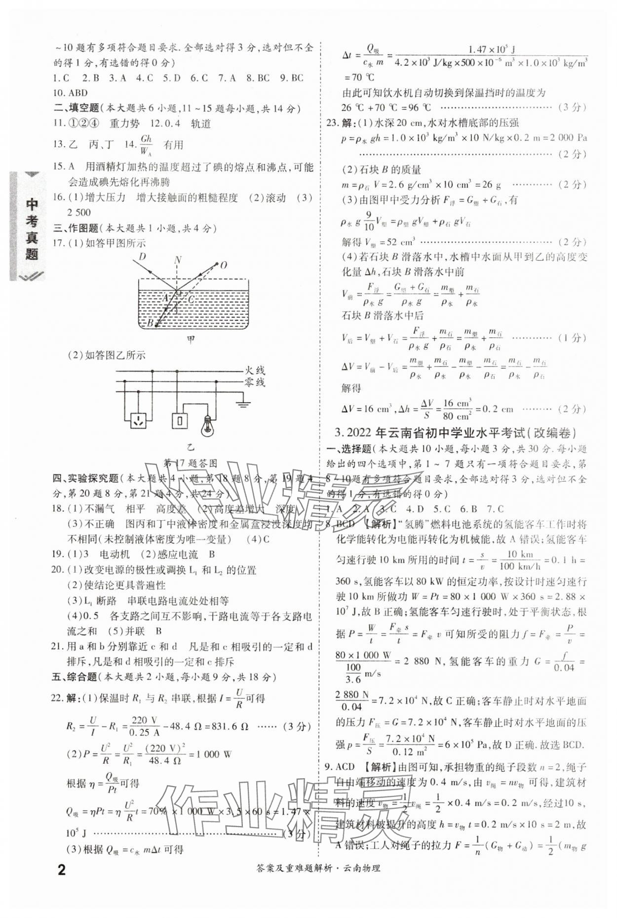 2024年一戰(zhàn)成名中考真題與拓展訓(xùn)練物理云南專版 第2頁(yè)