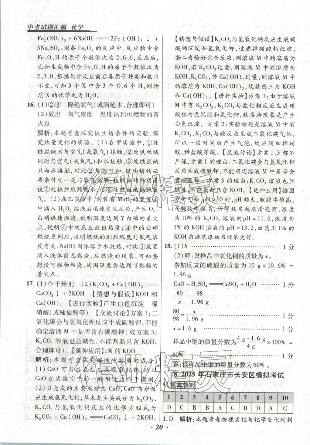 2025年授之以渔中考试题汇编九年级化学全一册人教版河北专版 第20页