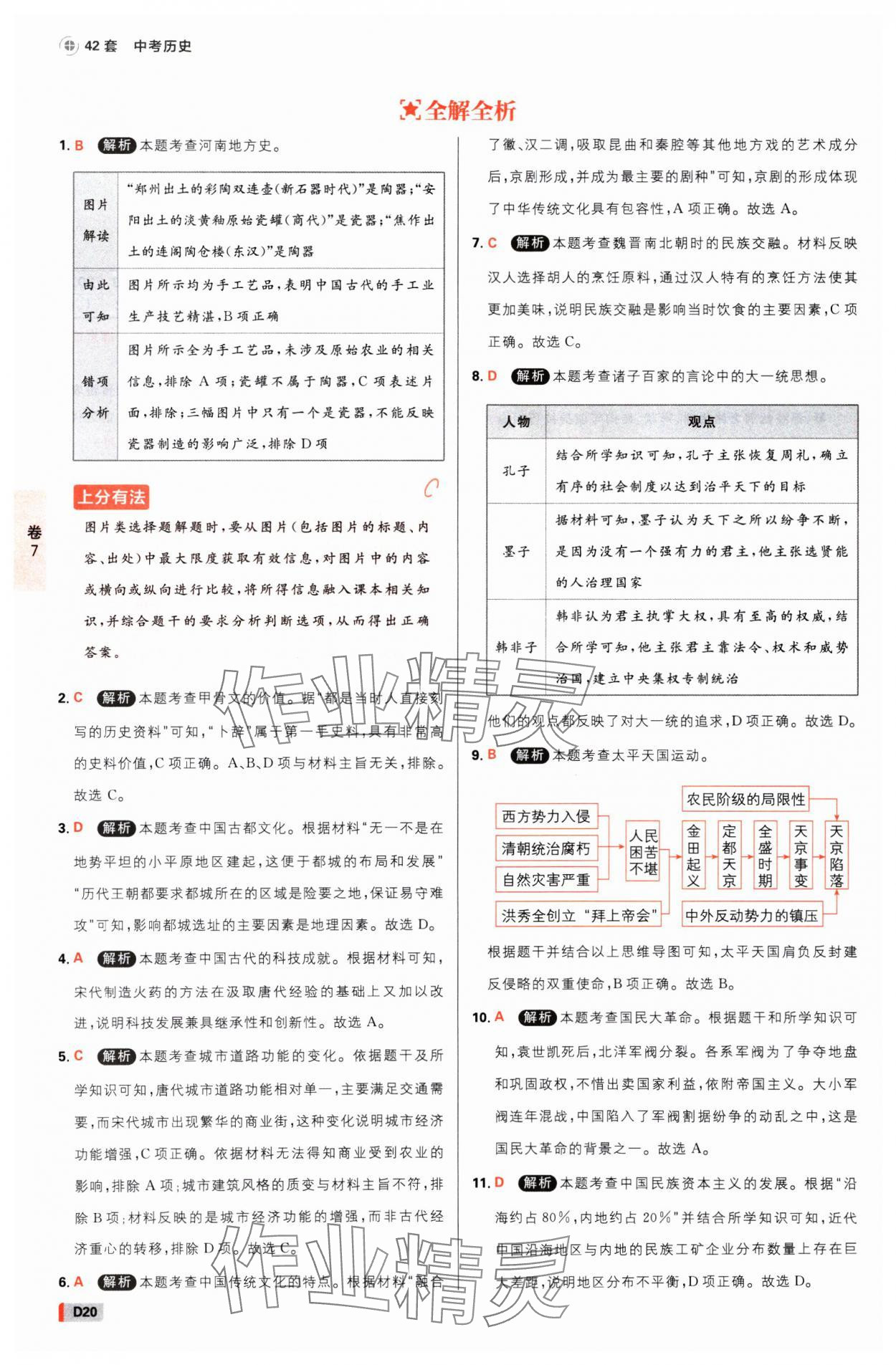 2025年中考必刷卷开明出版社历史河南专版&nbsp;参考答案第19页