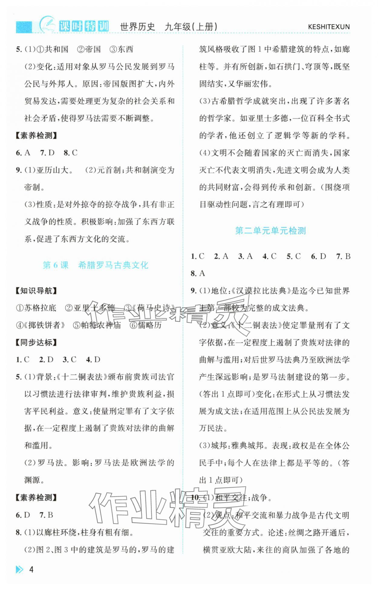 2025年课时特训九年级历史上册人教版&nbsp;第4页