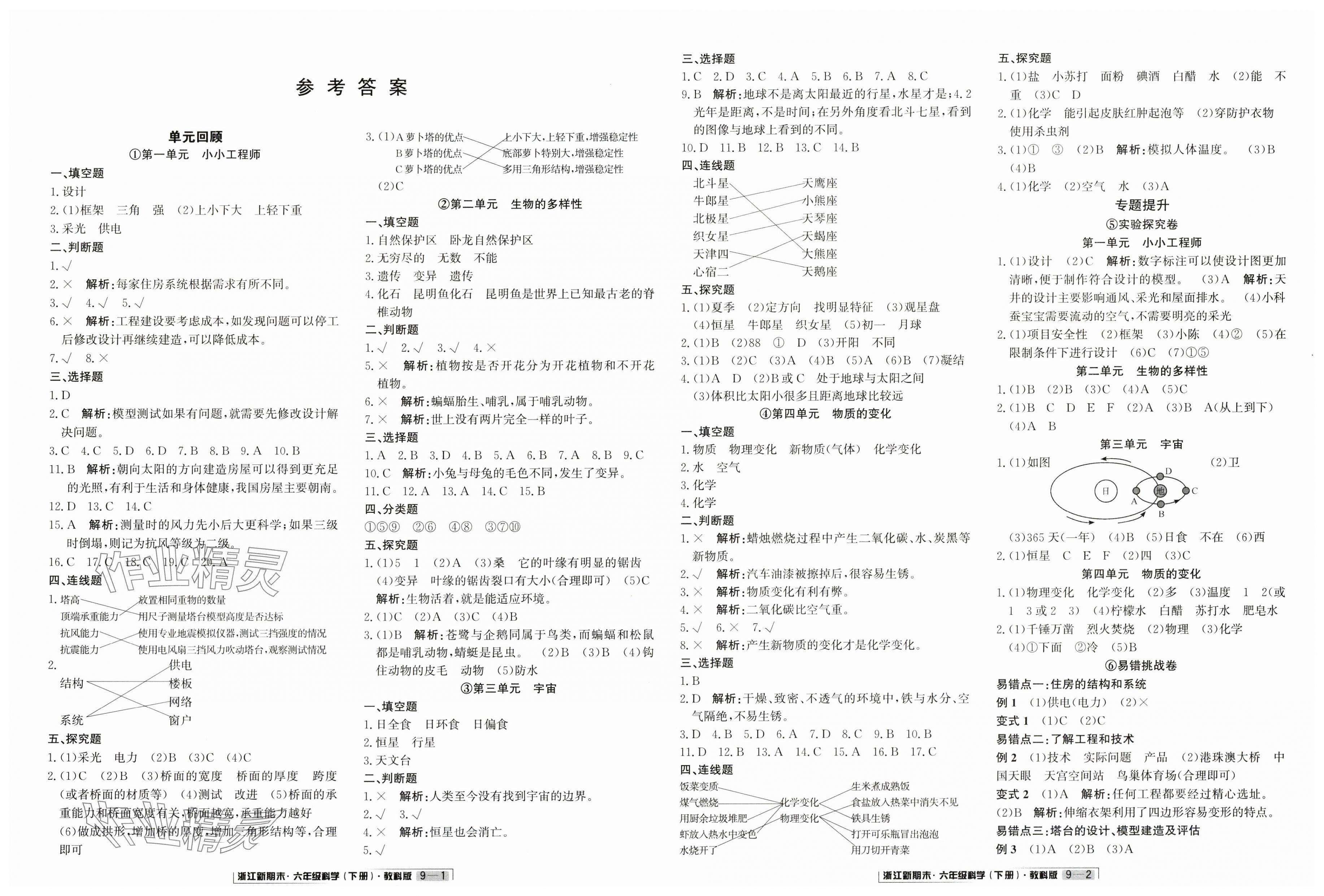 2025年勵耘書業浙江新期末六年級科學下冊教科版 第1頁