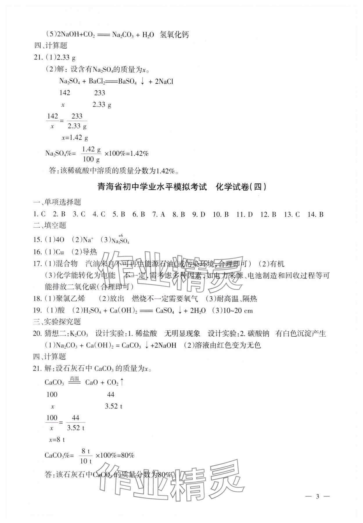 2025年青海省初中學業水平考試模擬試卷化學 第3頁