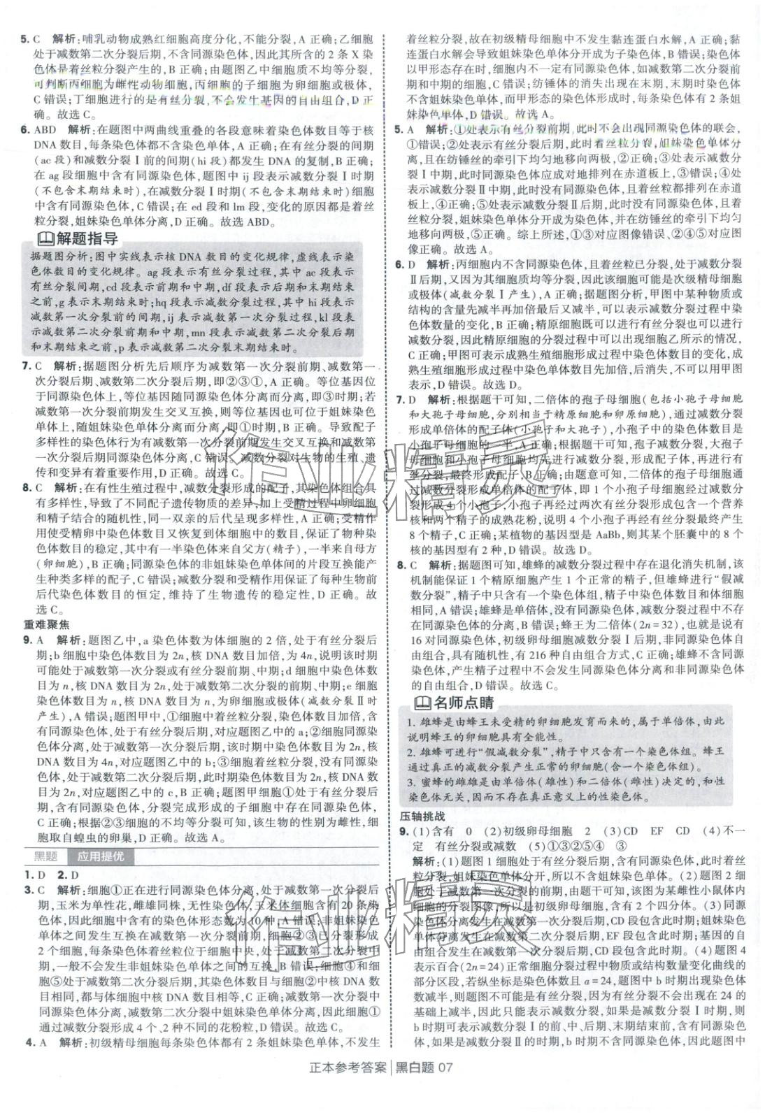 2026年经纶学典学霸黑白题高中生物必修第二册人教版&nbsp;第7页