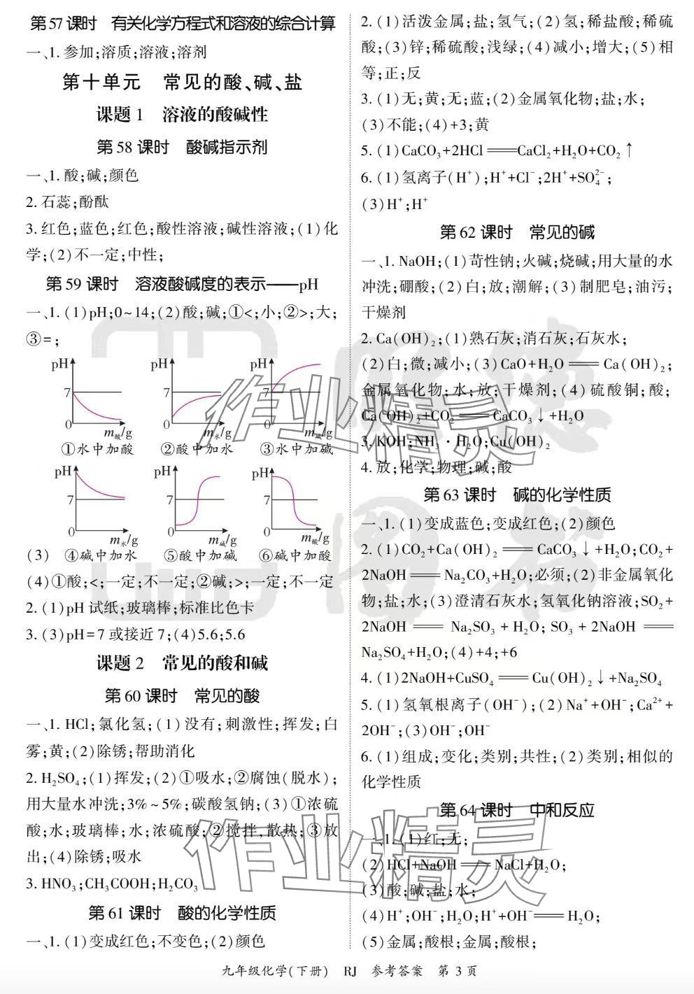 2025年啟航新課堂九年級化學(xué)下冊人教版 參考答案第3頁