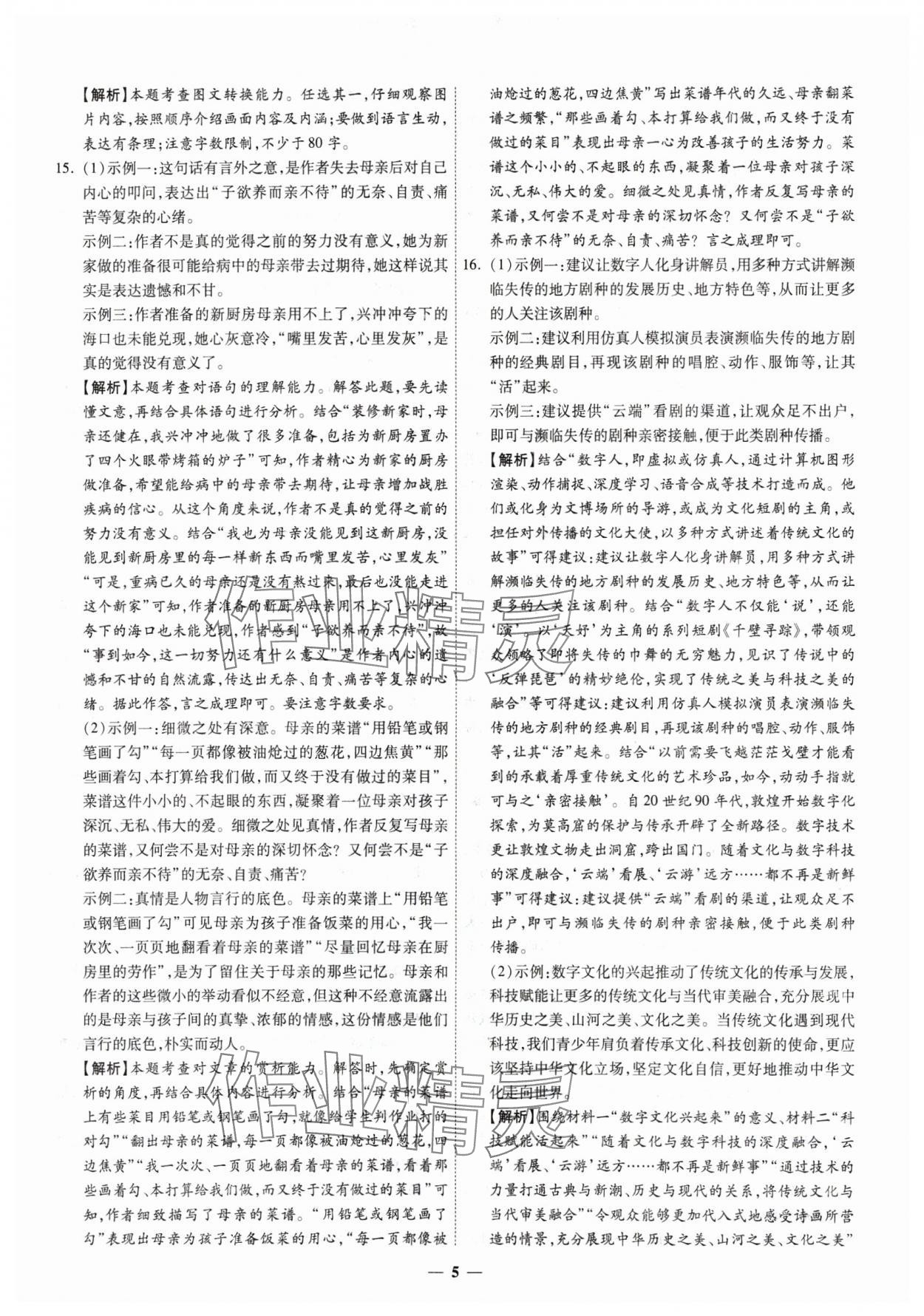2025年圓夢六月語文山西專版 第5頁