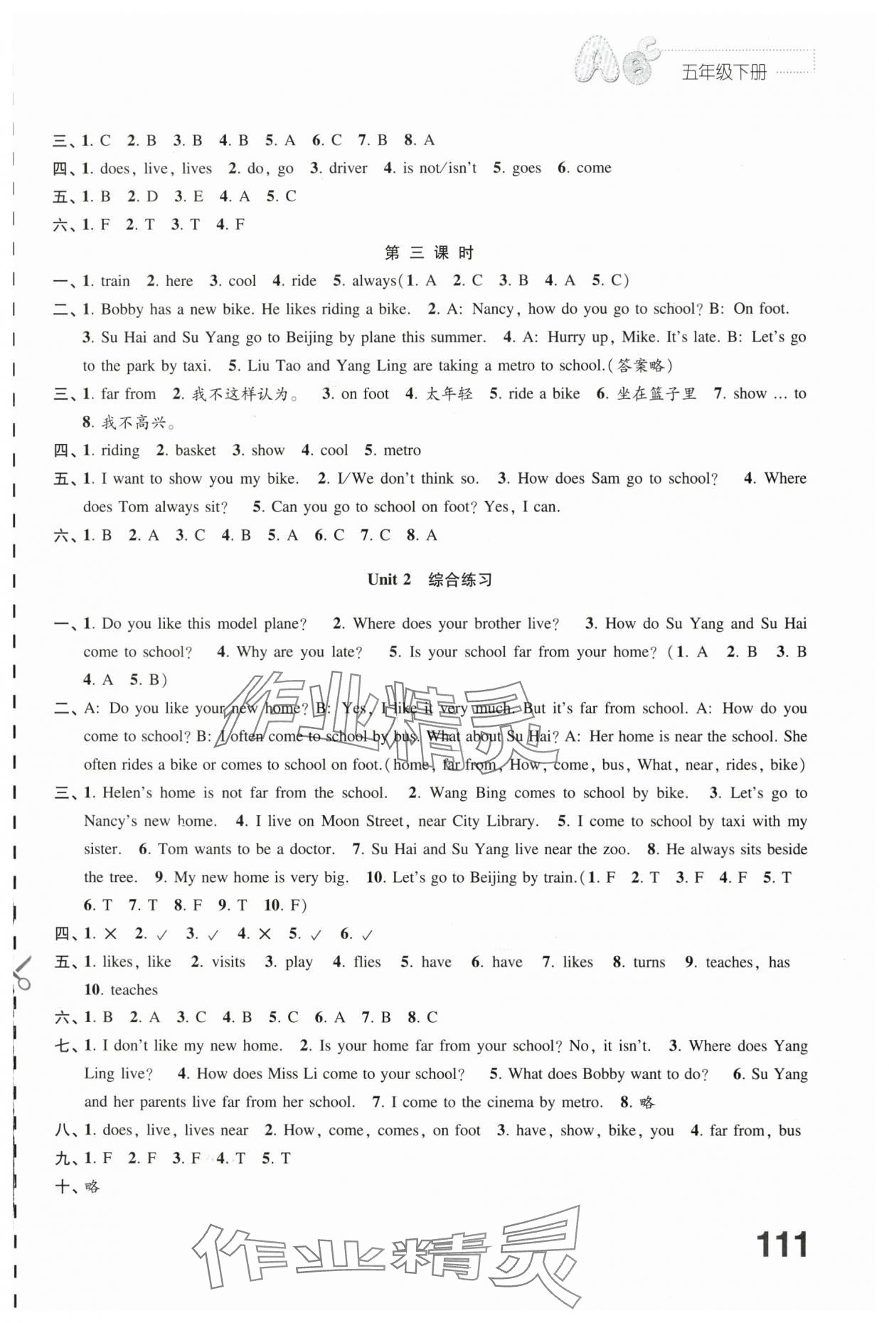 2024年練習(xí)與測(cè)試五年級(jí)英語下冊(cè)譯林版 第3頁