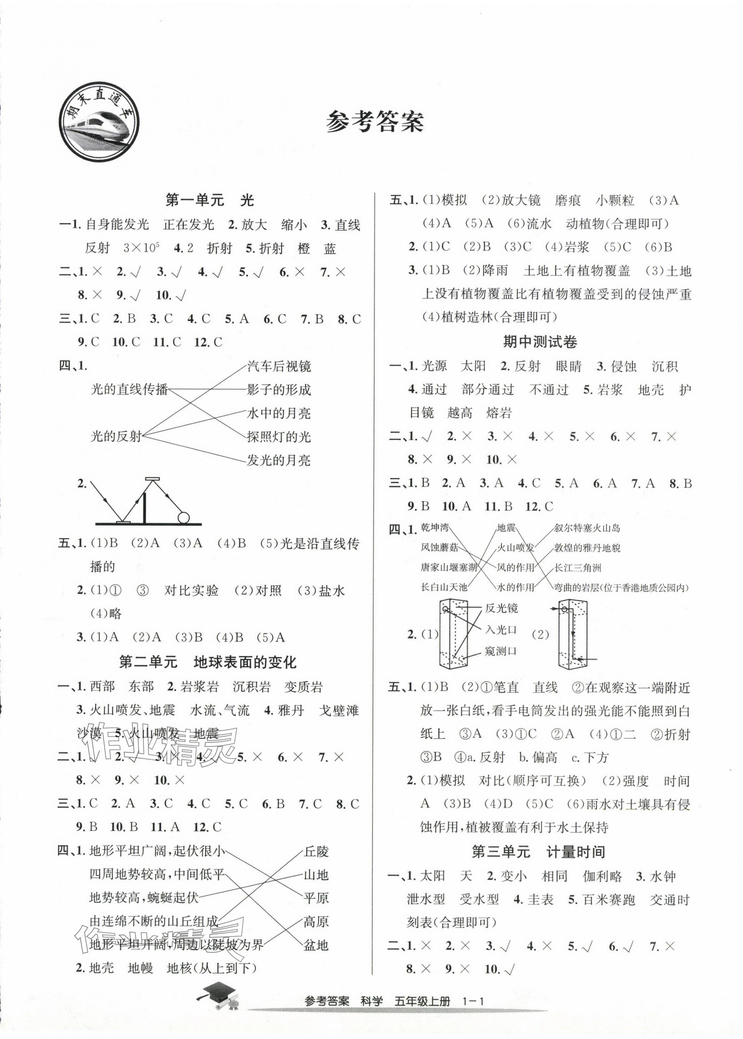 2023年期末直通車五年級科學(xué)上冊教科版 第1頁