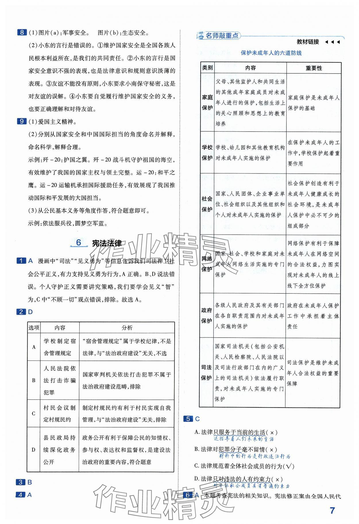 2024年金考卷中考45套匯編道德與法治山西專版紫色封面 參考答案第6頁