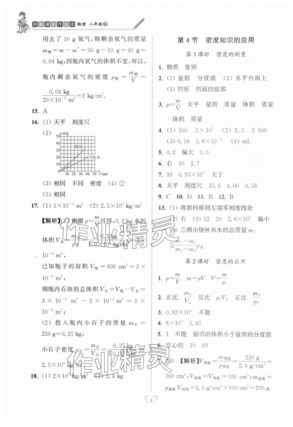 2024年創(chuàng)新課時(shí)作業(yè)本江蘇人民出版社八年級物理下冊蘇科版 參考答案第2頁