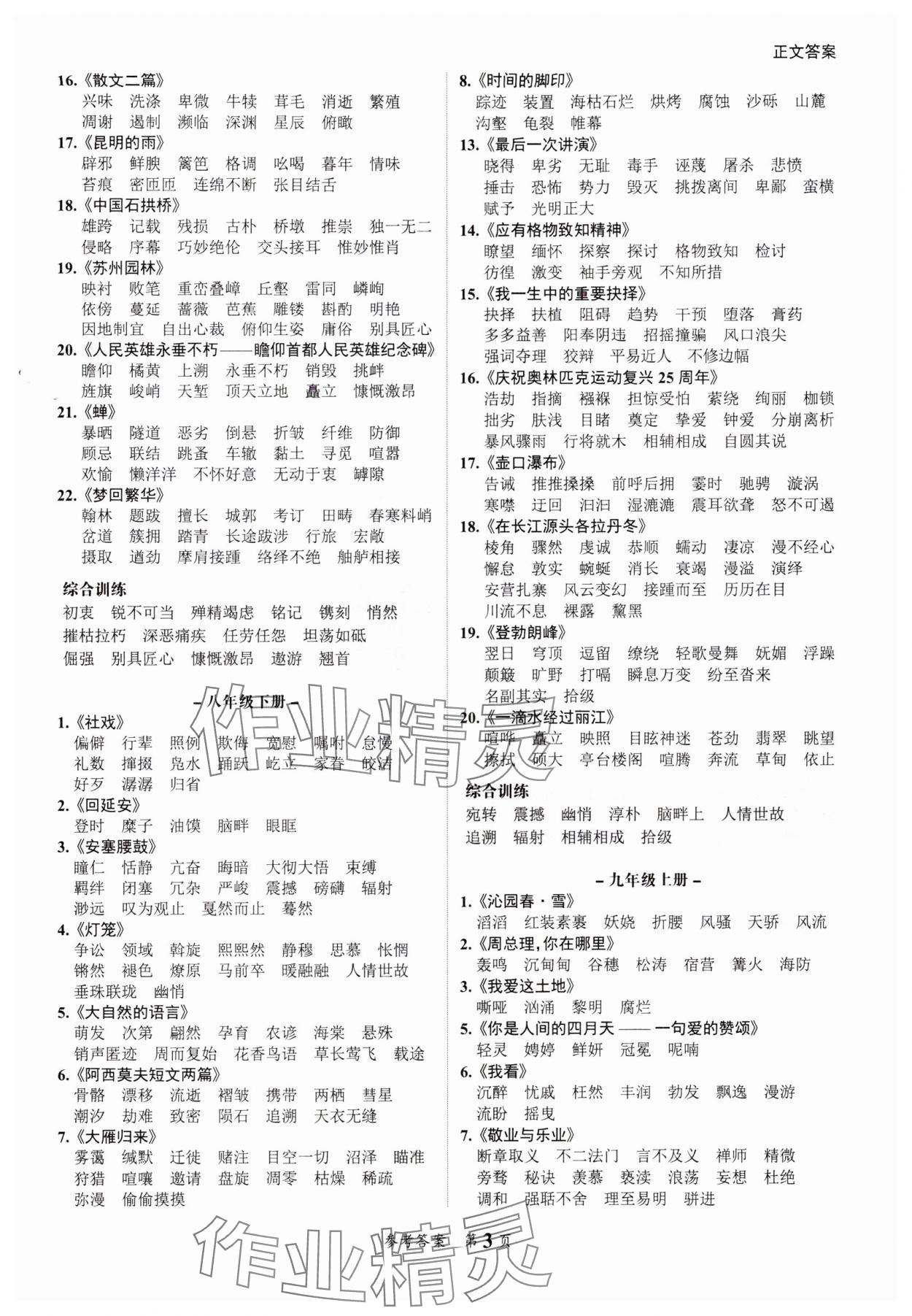 2025年中考突破語文中考 參考答案第3頁