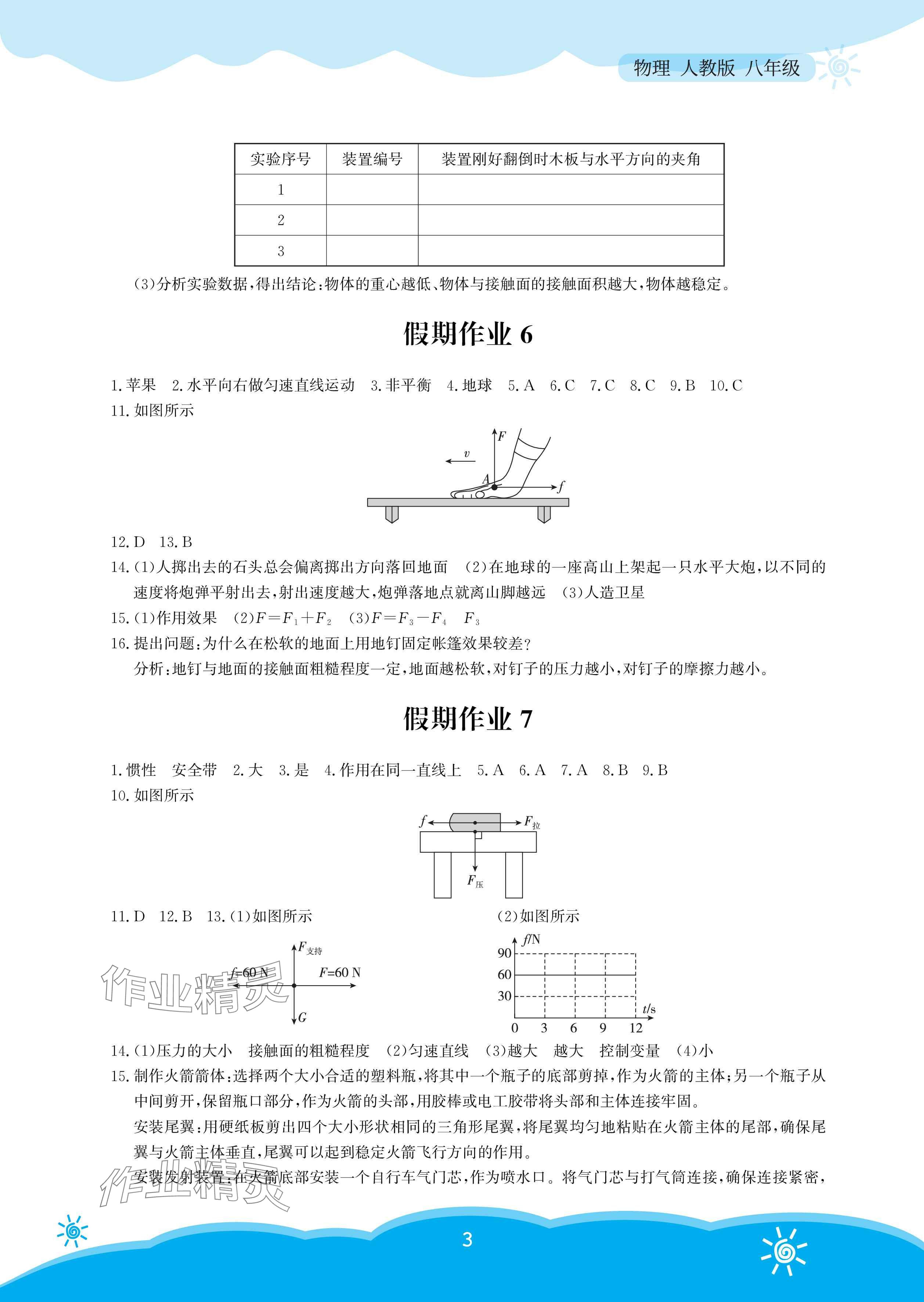 2025年暑假作業(yè)安徽教育出版社八年級(jí)物理人教版 參考答案第3頁