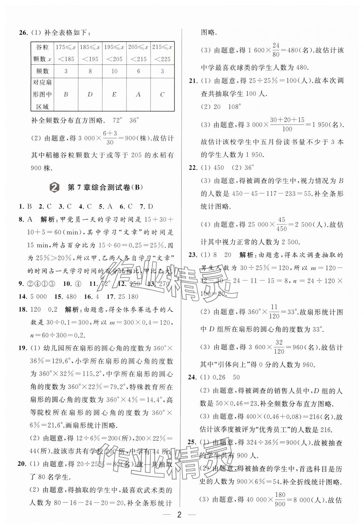 2024年亮点给力大试卷八年级数学下册苏科版 参考答案第2页