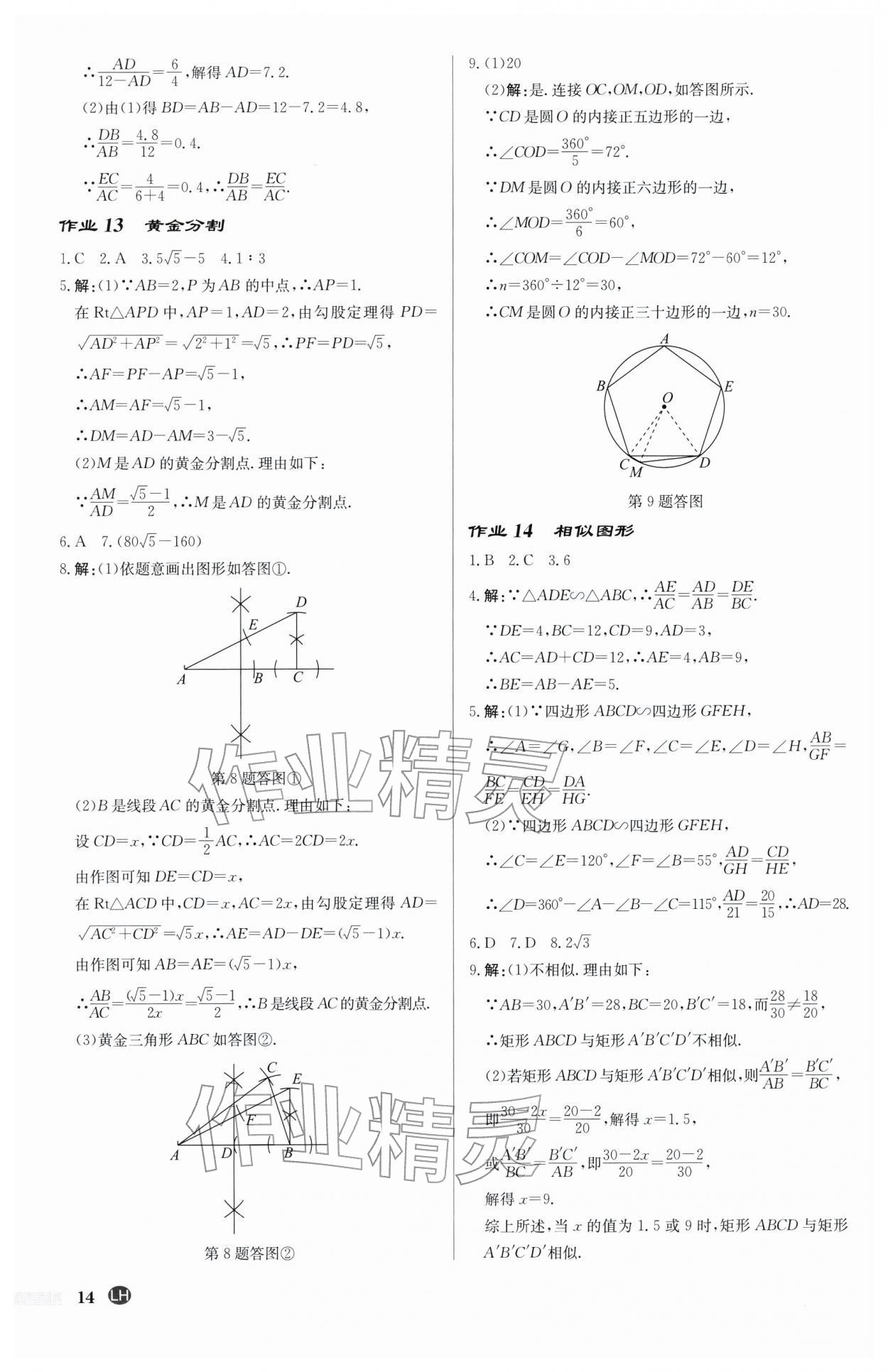 2026年启东中学作业本九年级数学下册苏科版连淮专版&nbsp;第14页