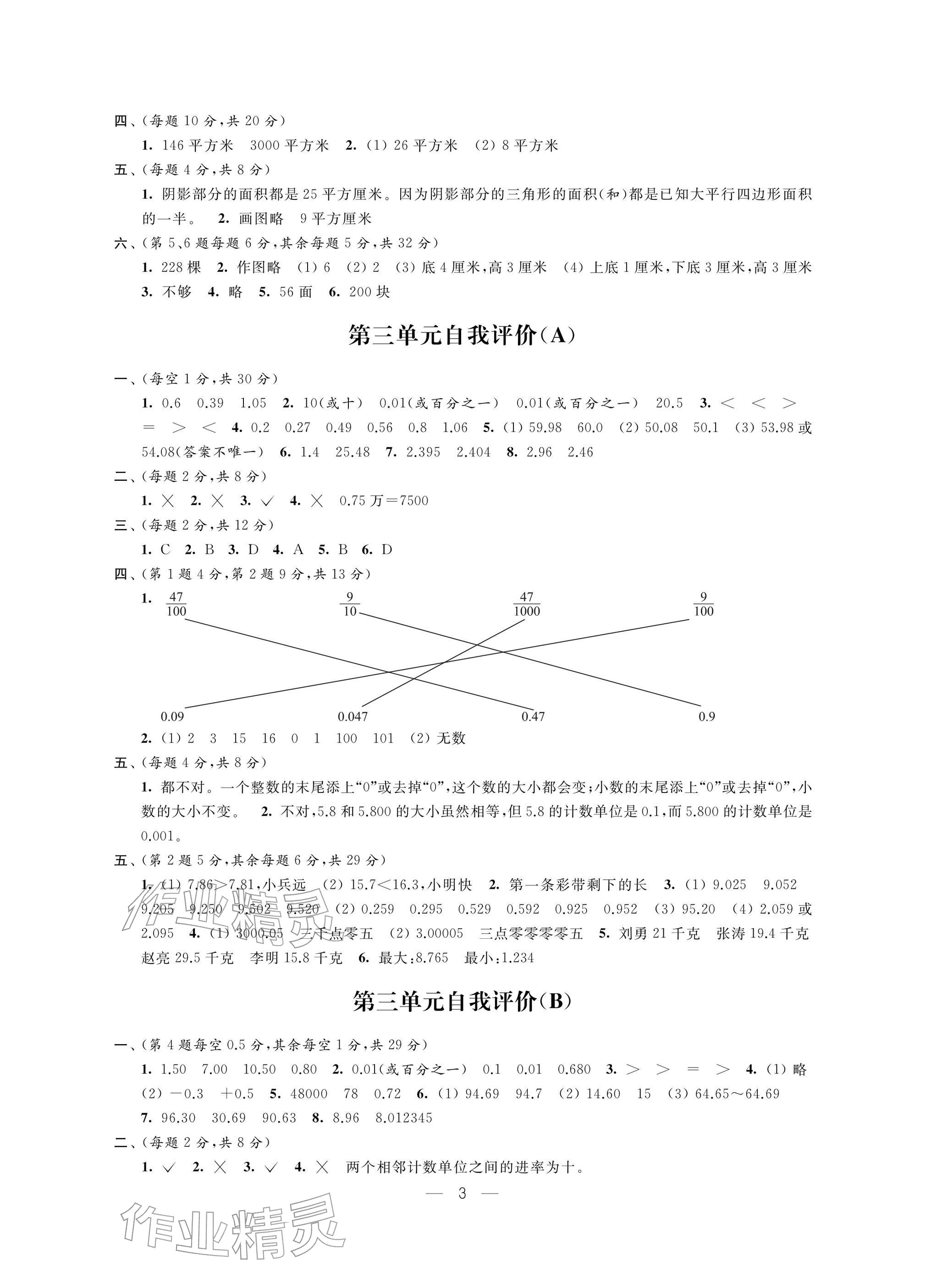 2025年校内巩固五年级数学上册苏教版&nbsp;参考答案第3页