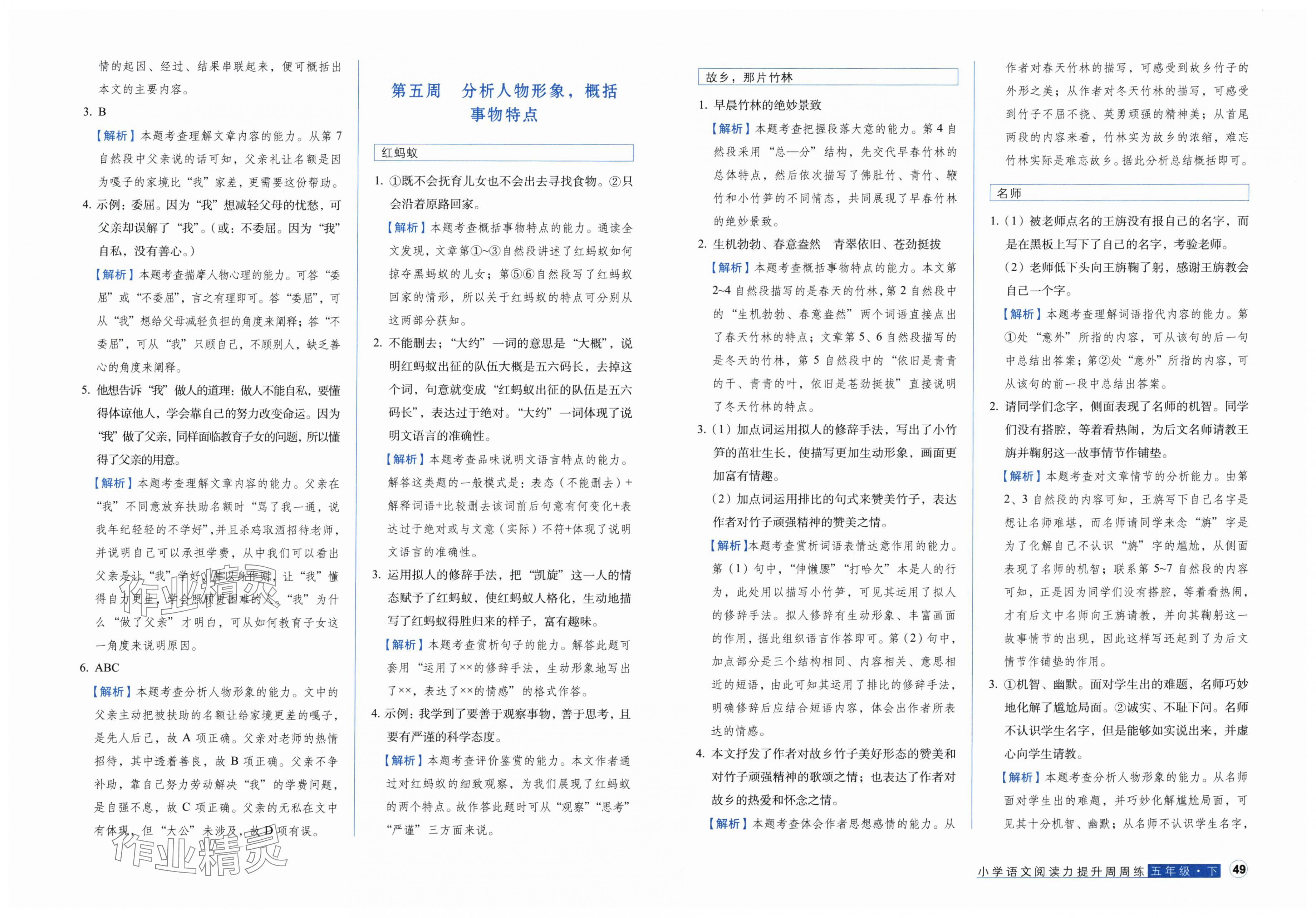 2025年閱讀力提升周周練五年級語文下冊人教版 第5頁