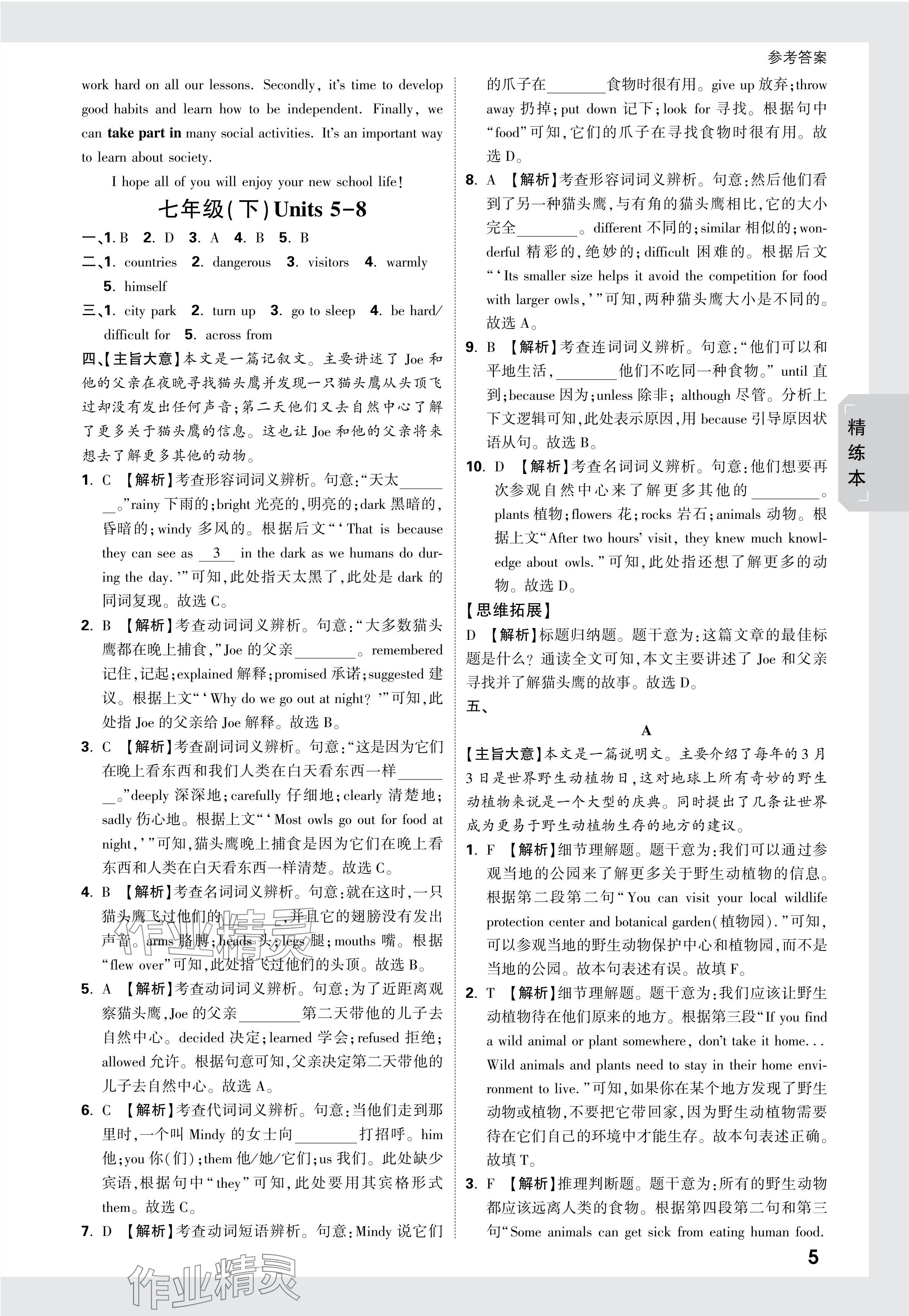 2024年萬唯中考試題研究英語中考人教版 參考答案第12頁