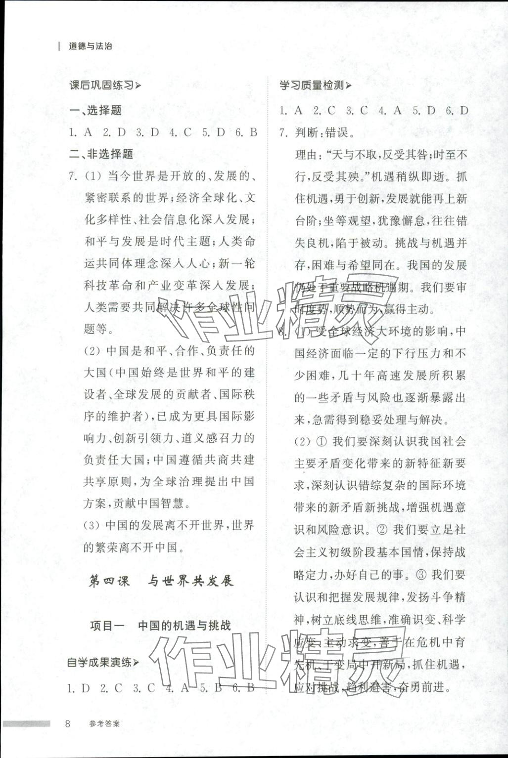 2025年導(dǎo)學(xué)與檢測(cè)九年級(jí)道德與法治全一冊(cè)人教版2&nbsp;第8頁(yè)