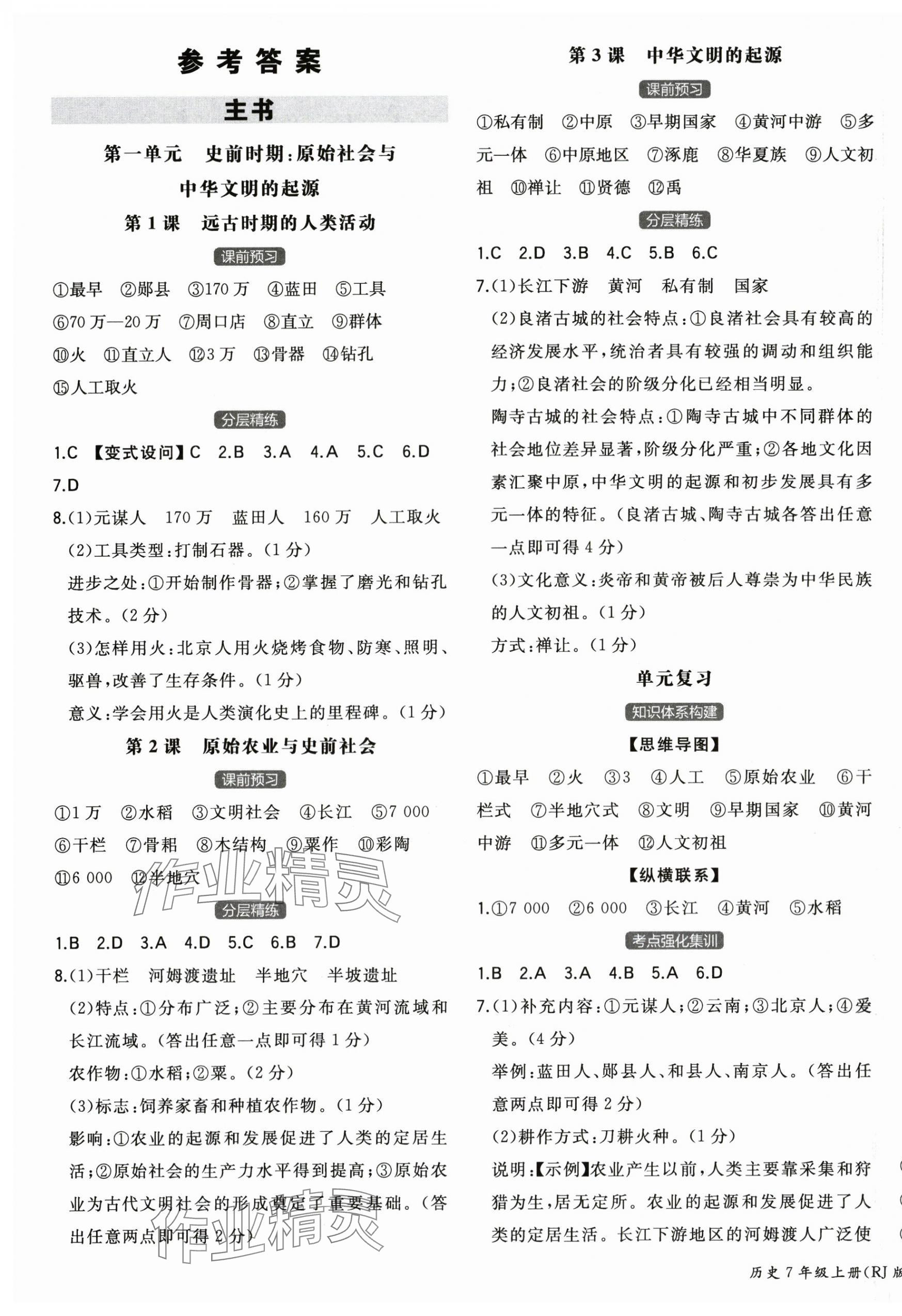2025年一本七年级历史上册人教版陕西专版 第1页