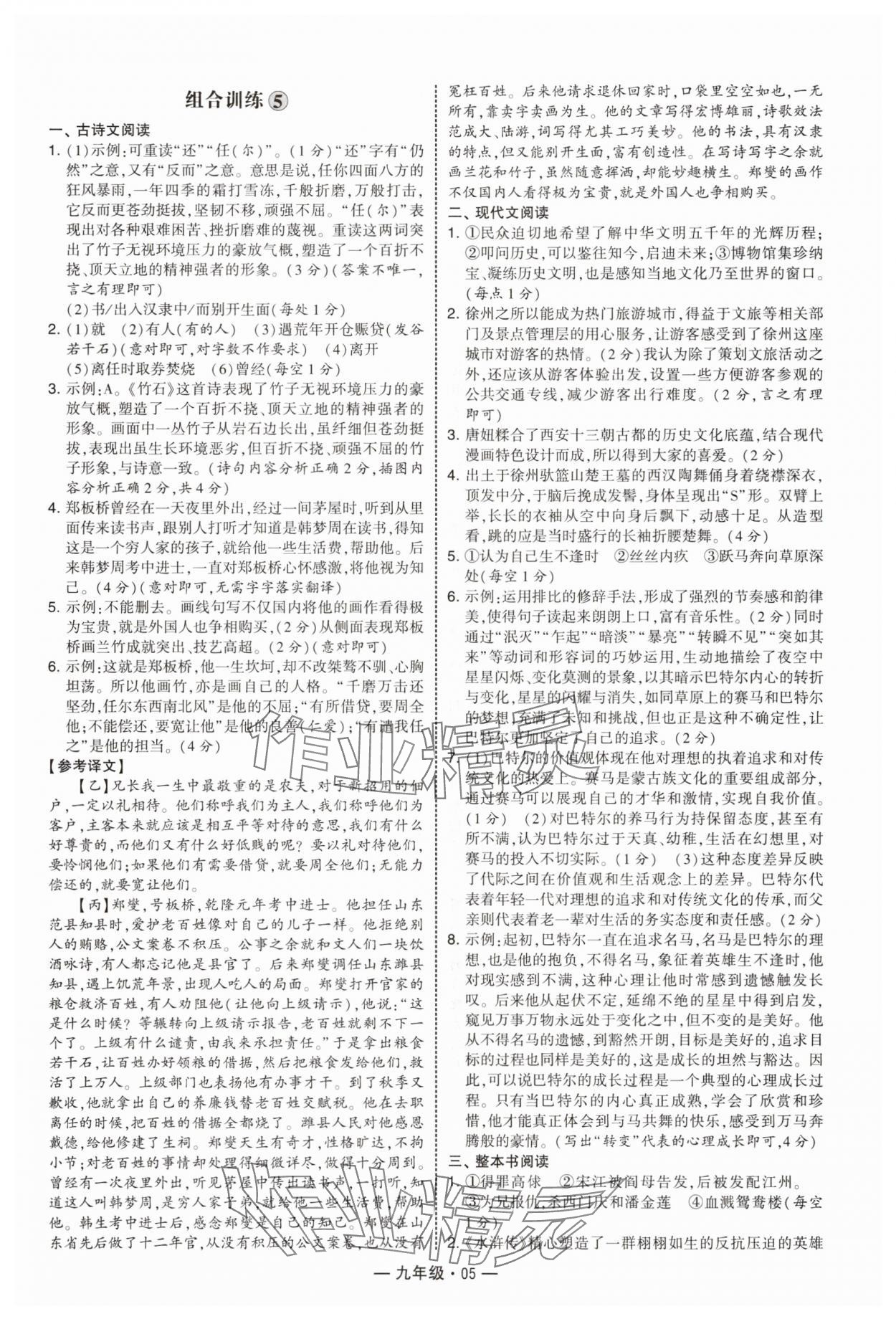 2025年學(xué)霸組合訓(xùn)練九年級(jí)語(yǔ)文人教版 第5頁(yè)