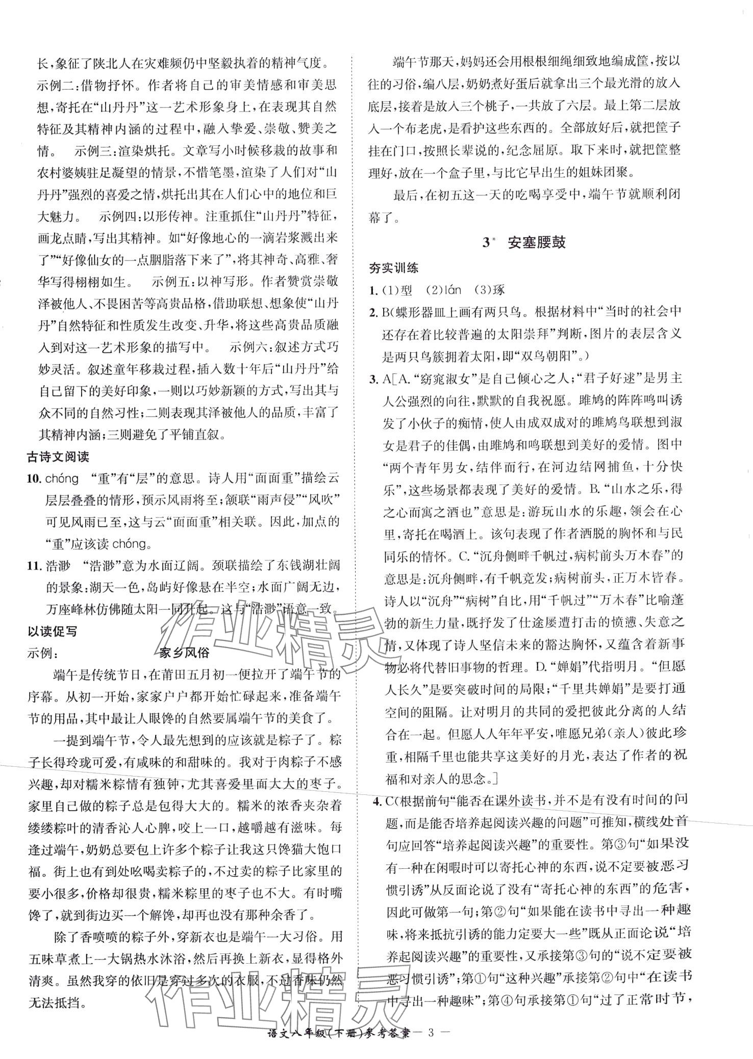 2024年名師金典BFB初中課時(shí)優(yōu)化八年級語文下冊人教版 第3頁