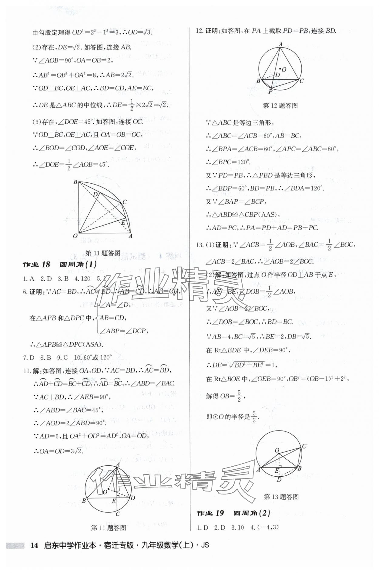 2024年啟東中學作業(yè)本九年級數(shù)學上冊蘇科版宿遷專版 第14頁