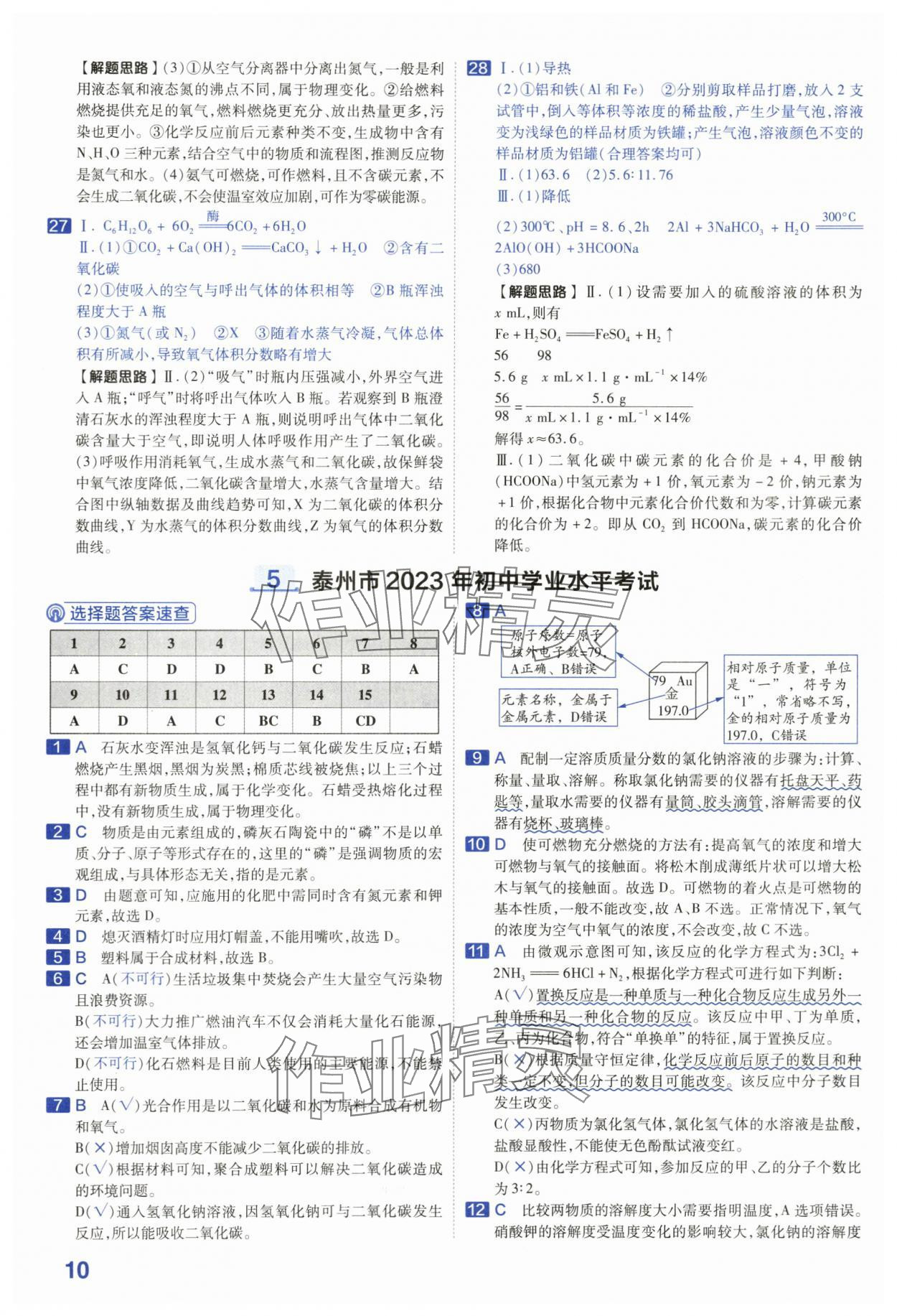 2024年金考卷45套汇编中考化学江苏专版 第10页