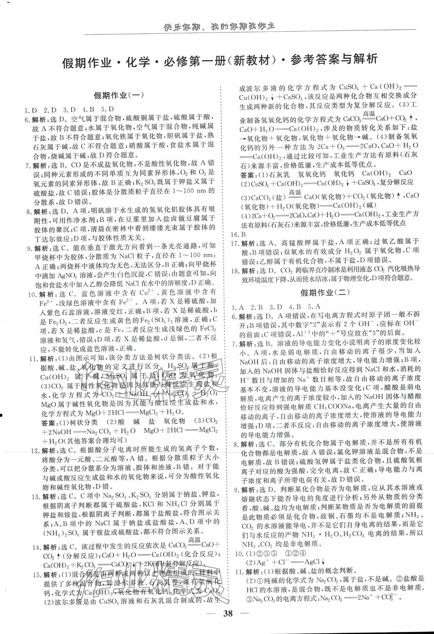 2024年快樂假期崇文書局高一化學 第1頁