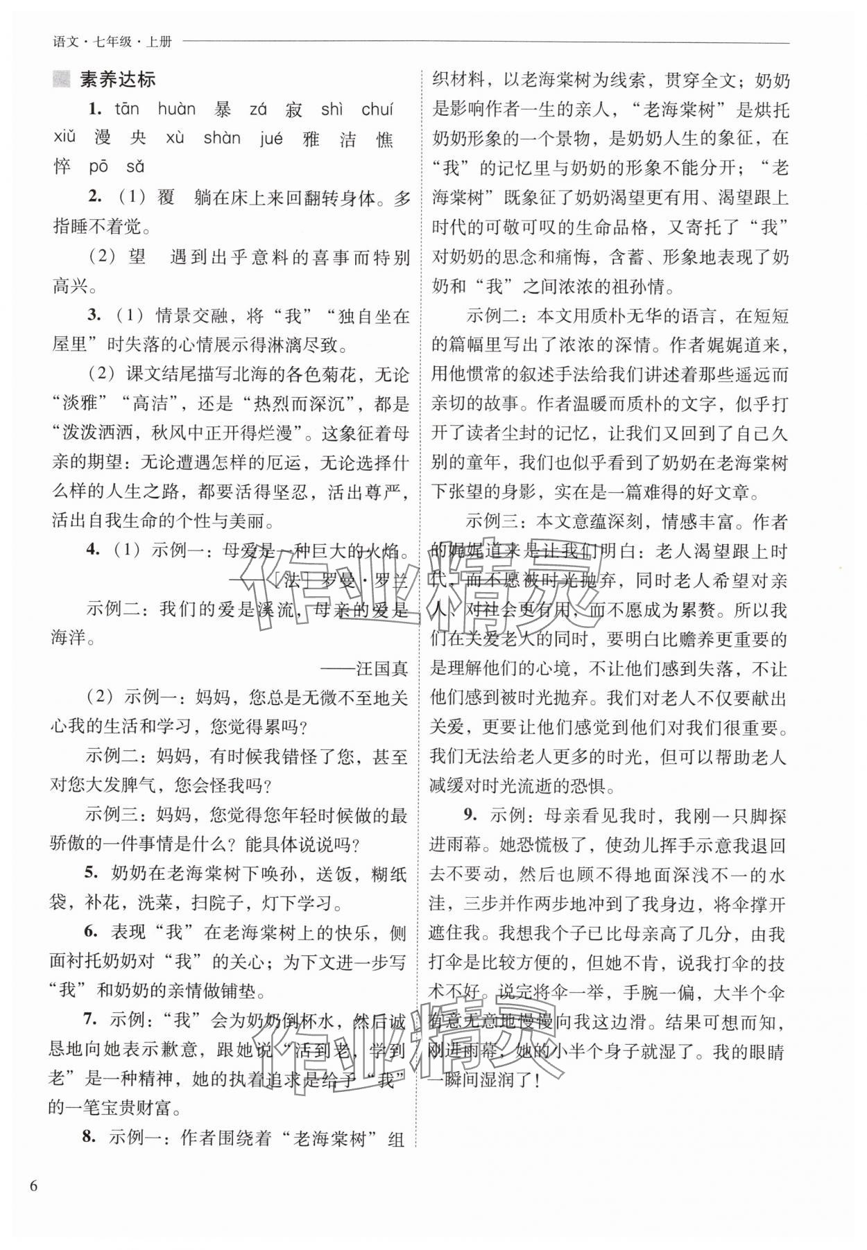 2025年新課程問題解決導學方案七年級語文上冊人教版 第6頁