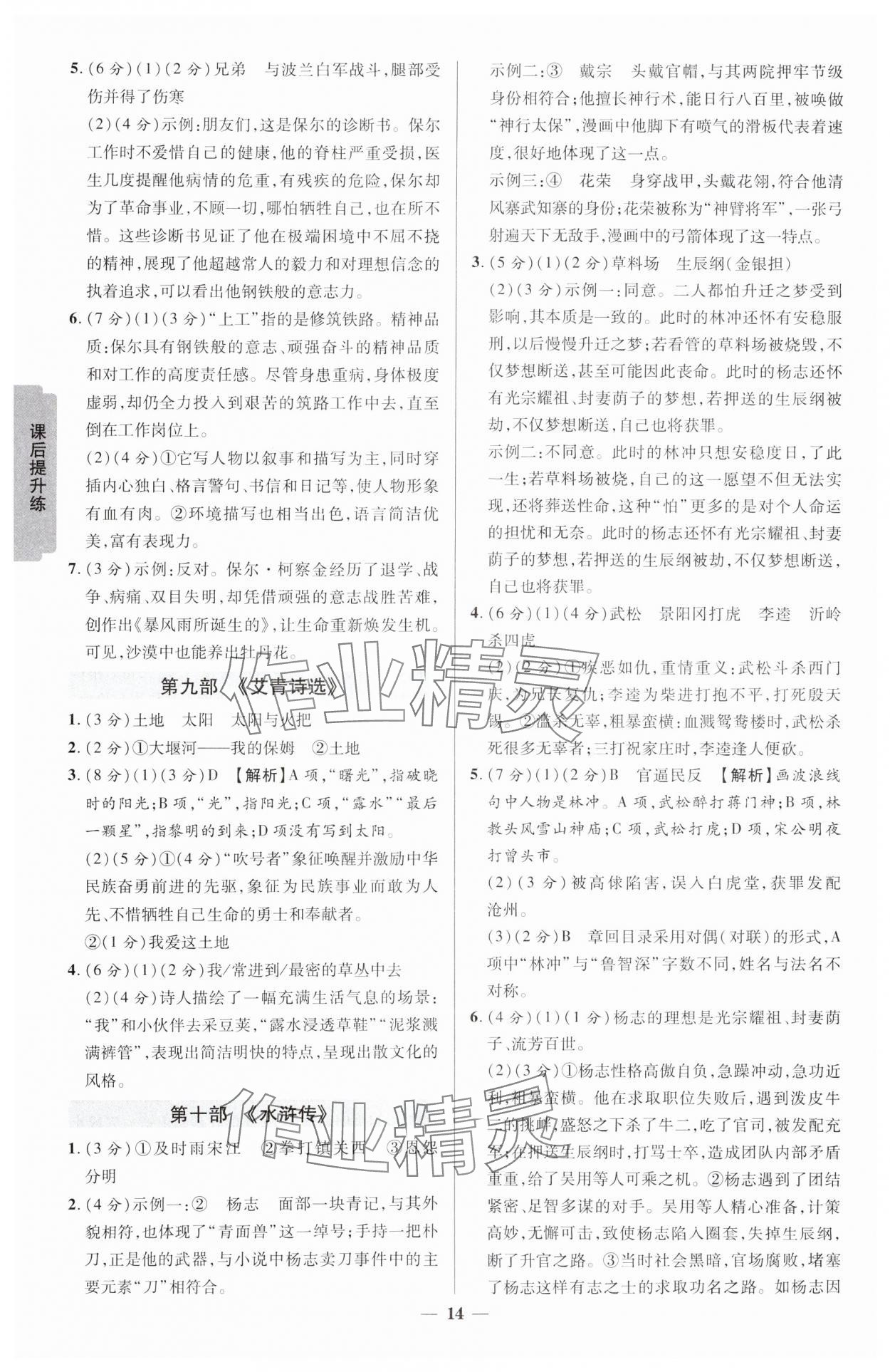 2025年練客中考提優(yōu)方案語文安徽專版 參考答案第13頁