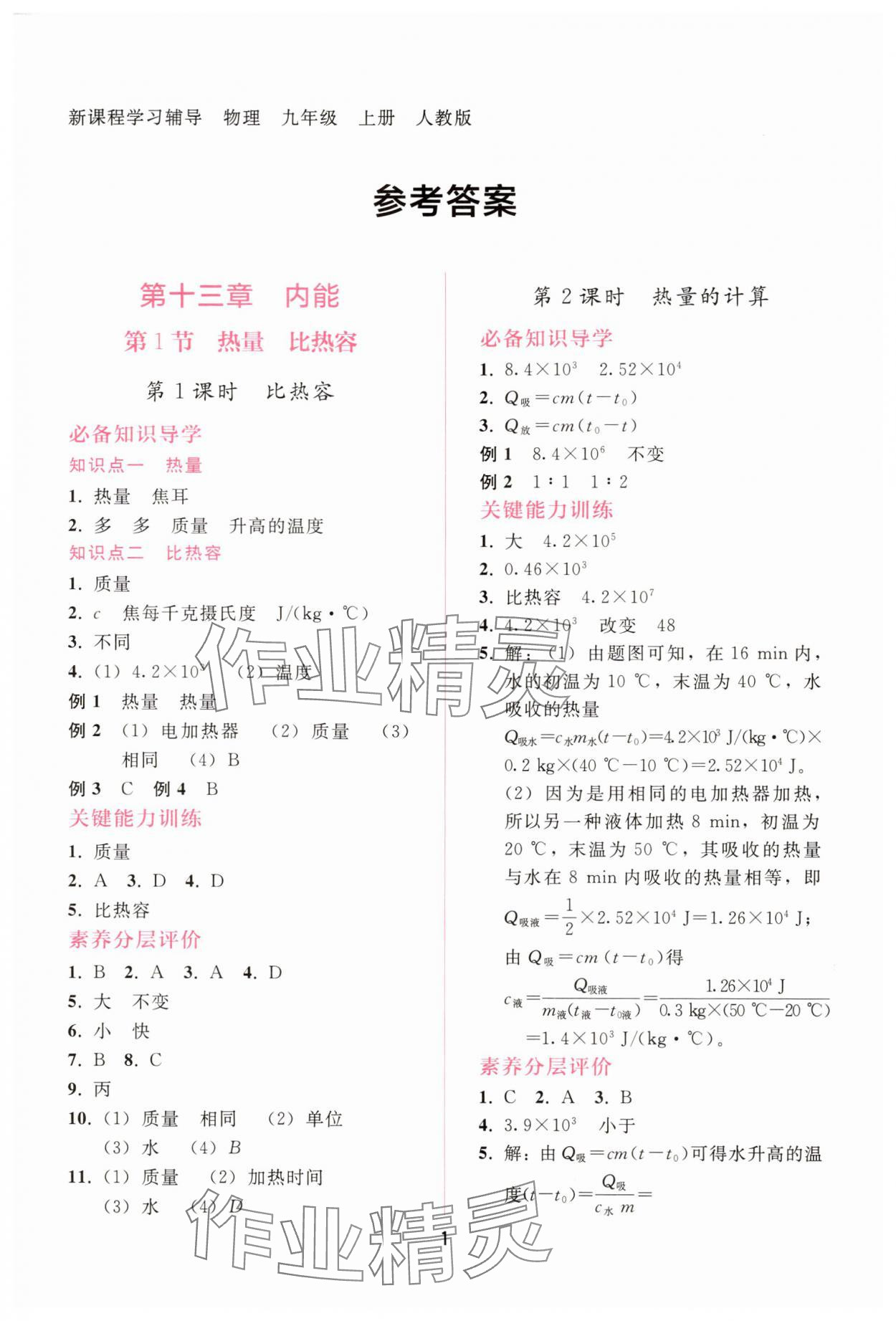 2025年新课程学习辅导九年级物理上册人教版 第1页