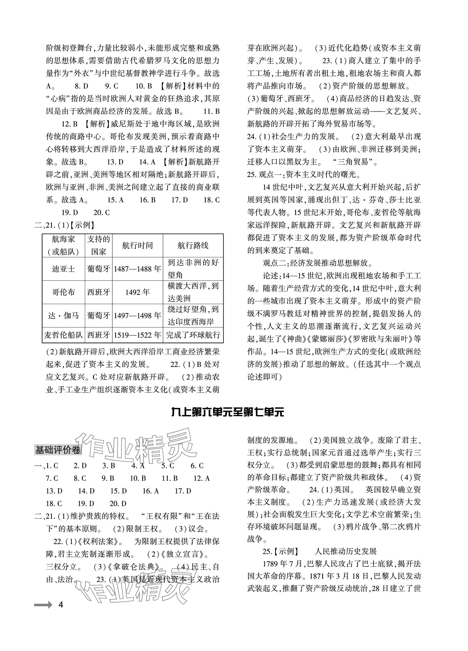 2023年節(jié)節(jié)高大象出版社九年級(jí)歷史全一冊(cè)人教版 參考答案第4頁(yè)