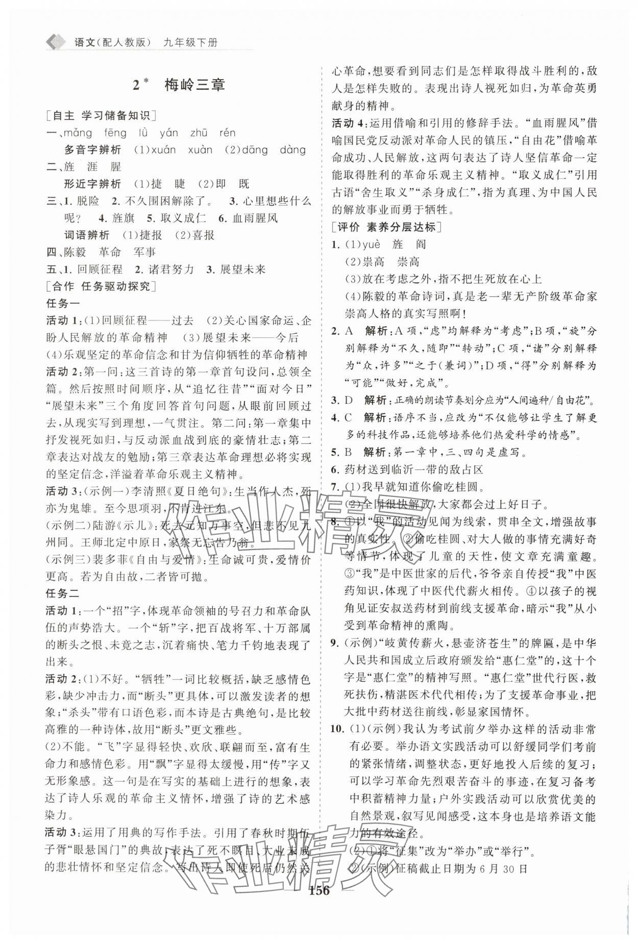 2025年新课程同步练习册九年级语文下册人教版 第2页