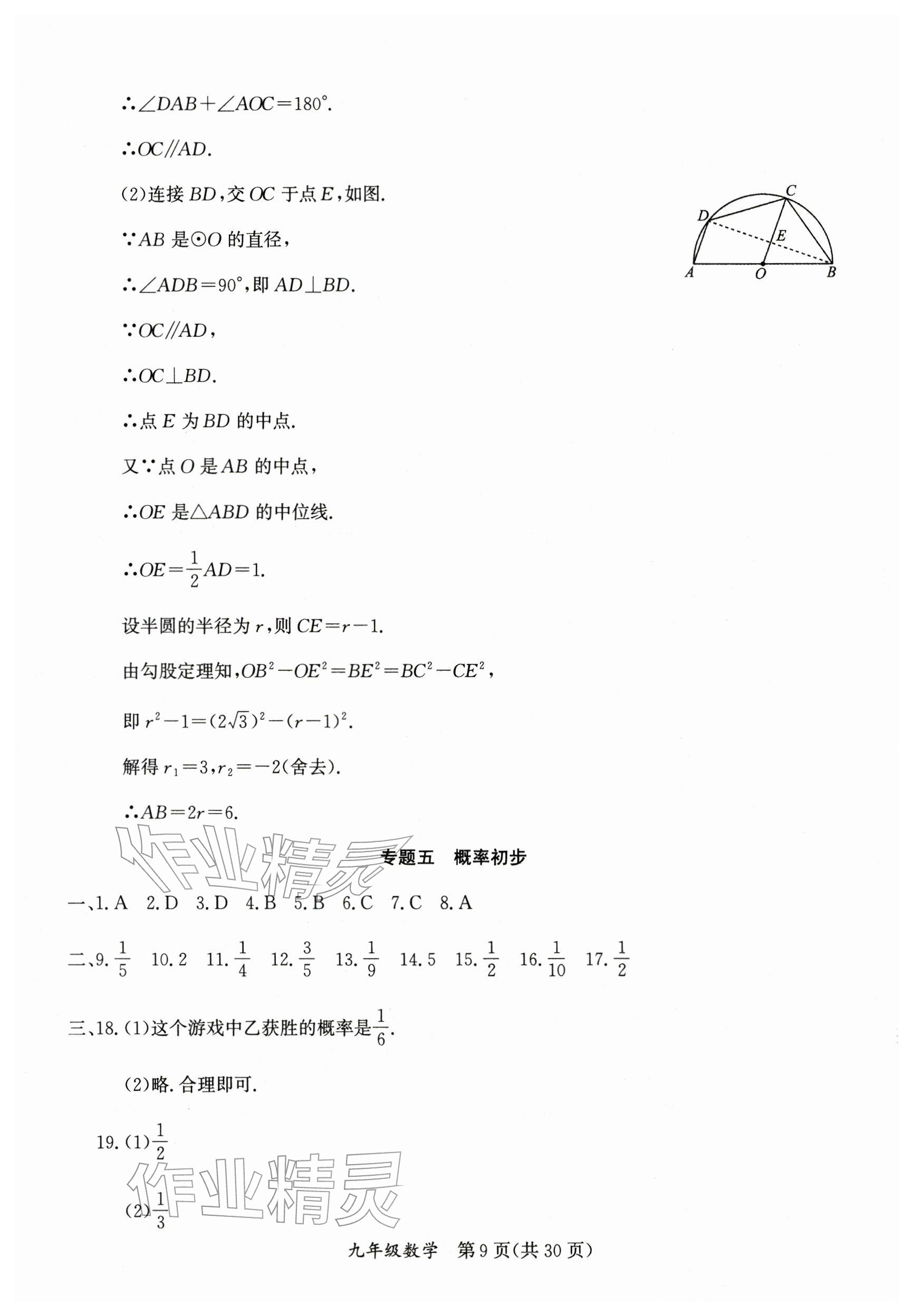 2026年寒假作業(yè)延邊教育出版社九年級(jí)合訂本人教版B版河南專版&nbsp;參考答案第9頁